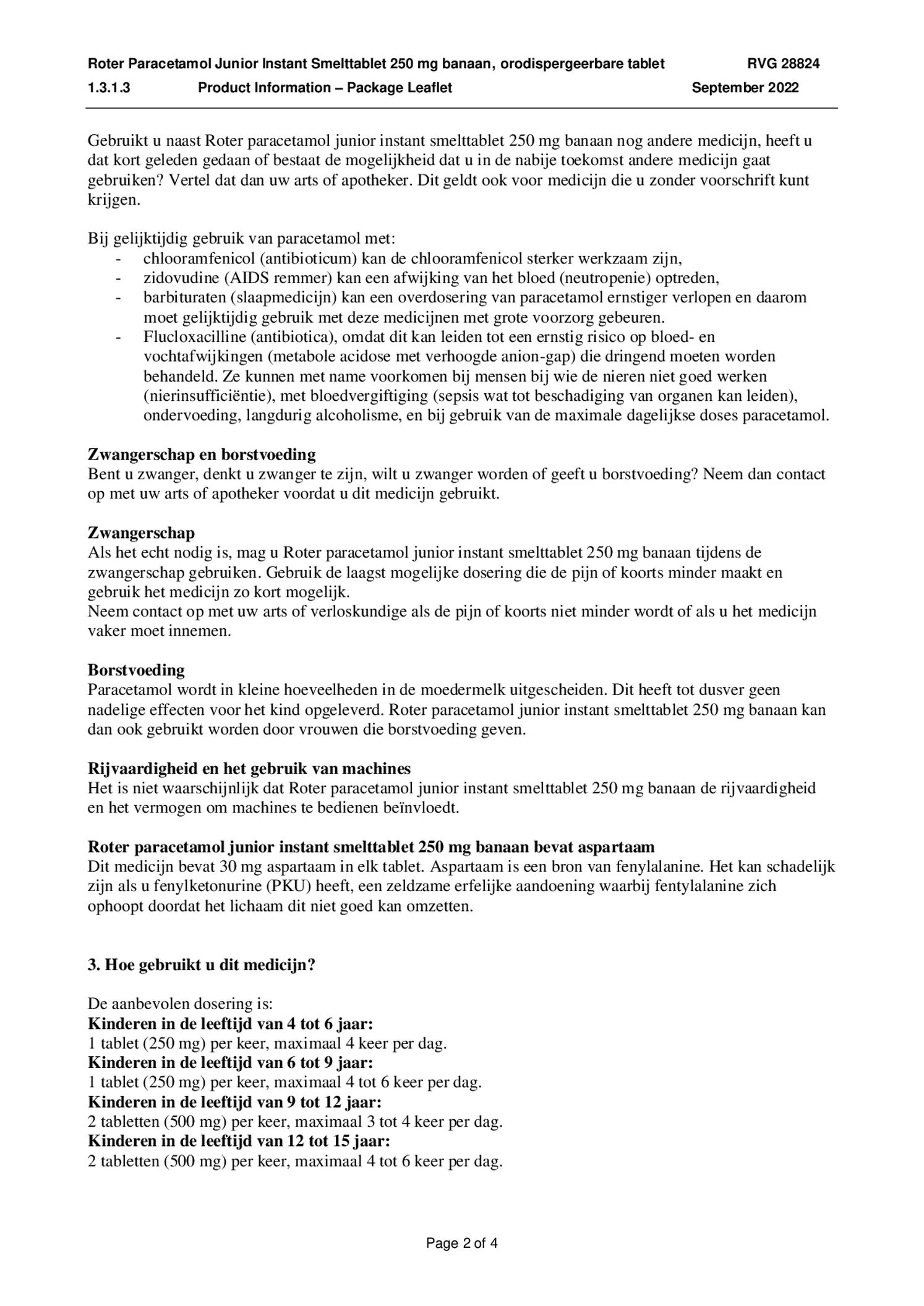 Paracetamol Junior Smelt Tabletten afbeelding van document #2, bijsluiter