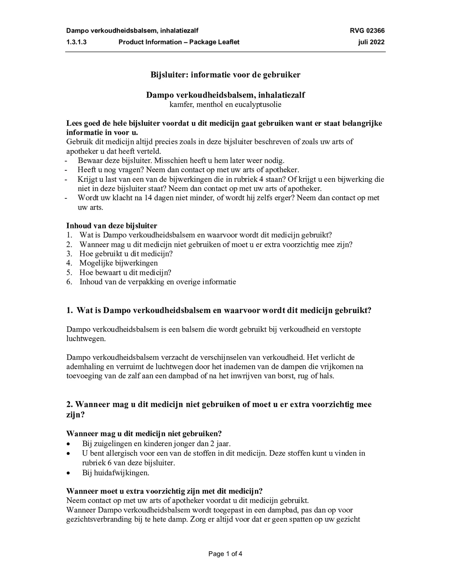 Verkoudheidsbalsem afbeelding van document #1, bijsluiter