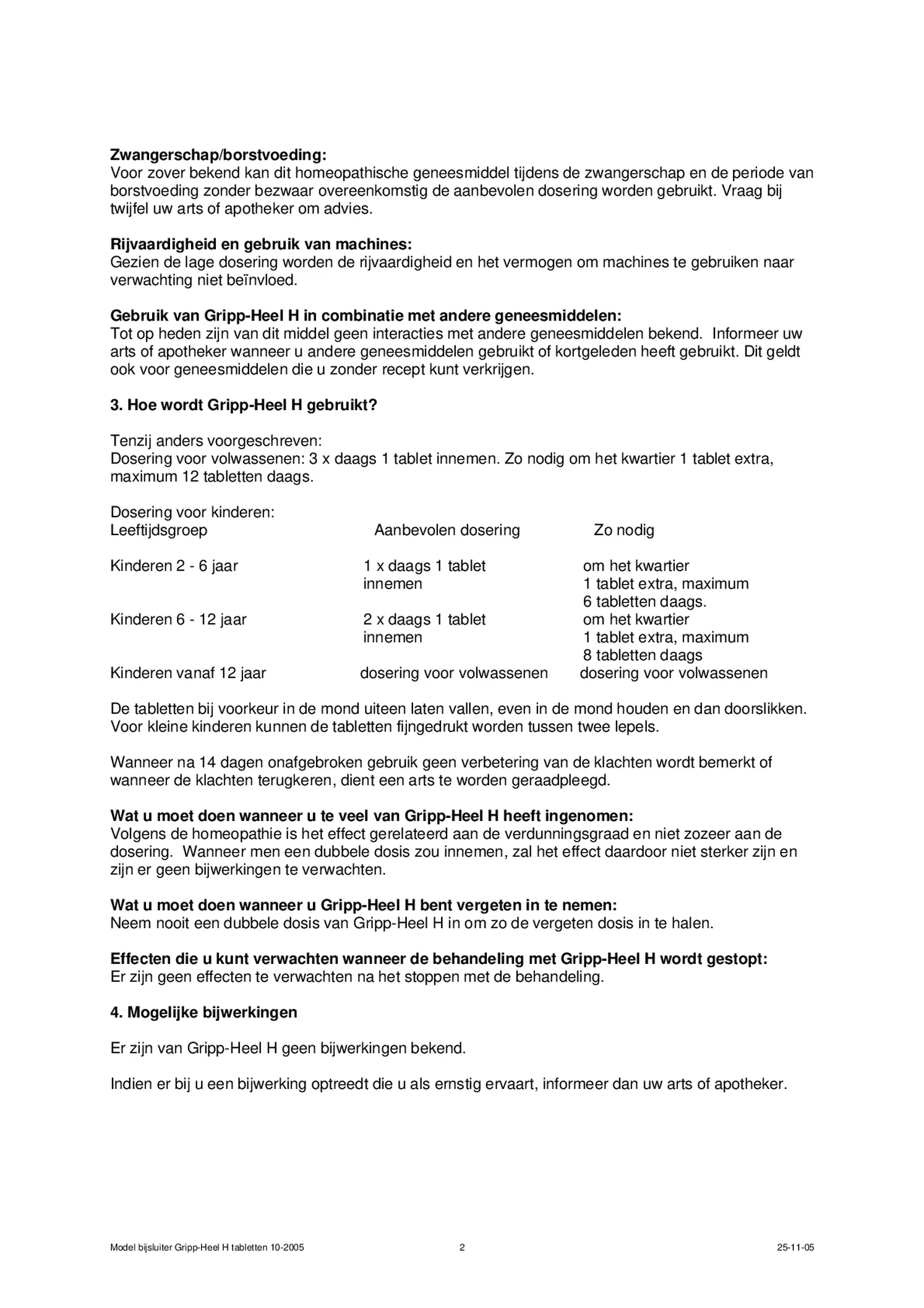 Gripp-Heel H Tabletten afbeelding van document #2, bijsluiter