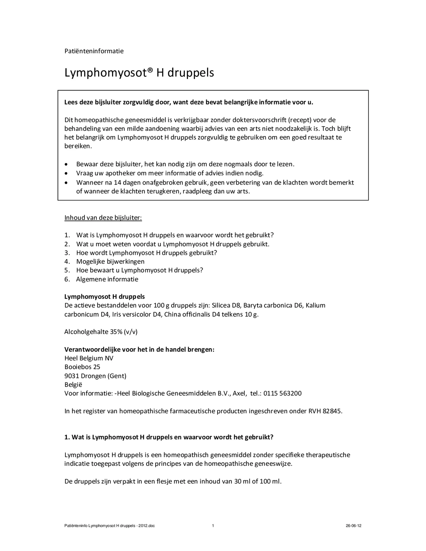 Lymphomyosot H afbeelding van document #1, bijsluiter