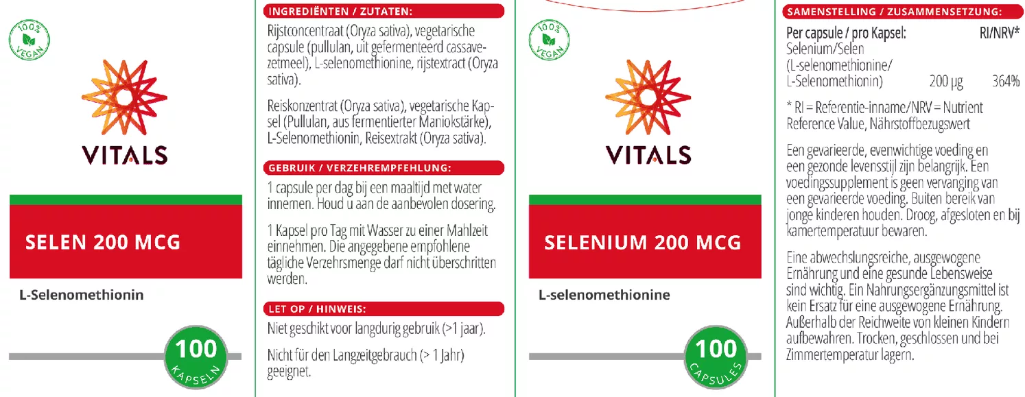 Selenium 200mcg Capsules afbeelding van document #1, etiket