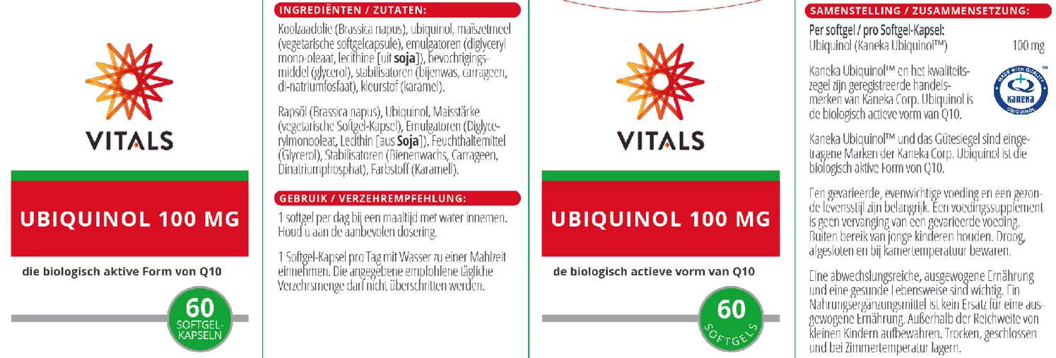 Ubiquinol 100mg Softgels afbeelding van document #1, etiket