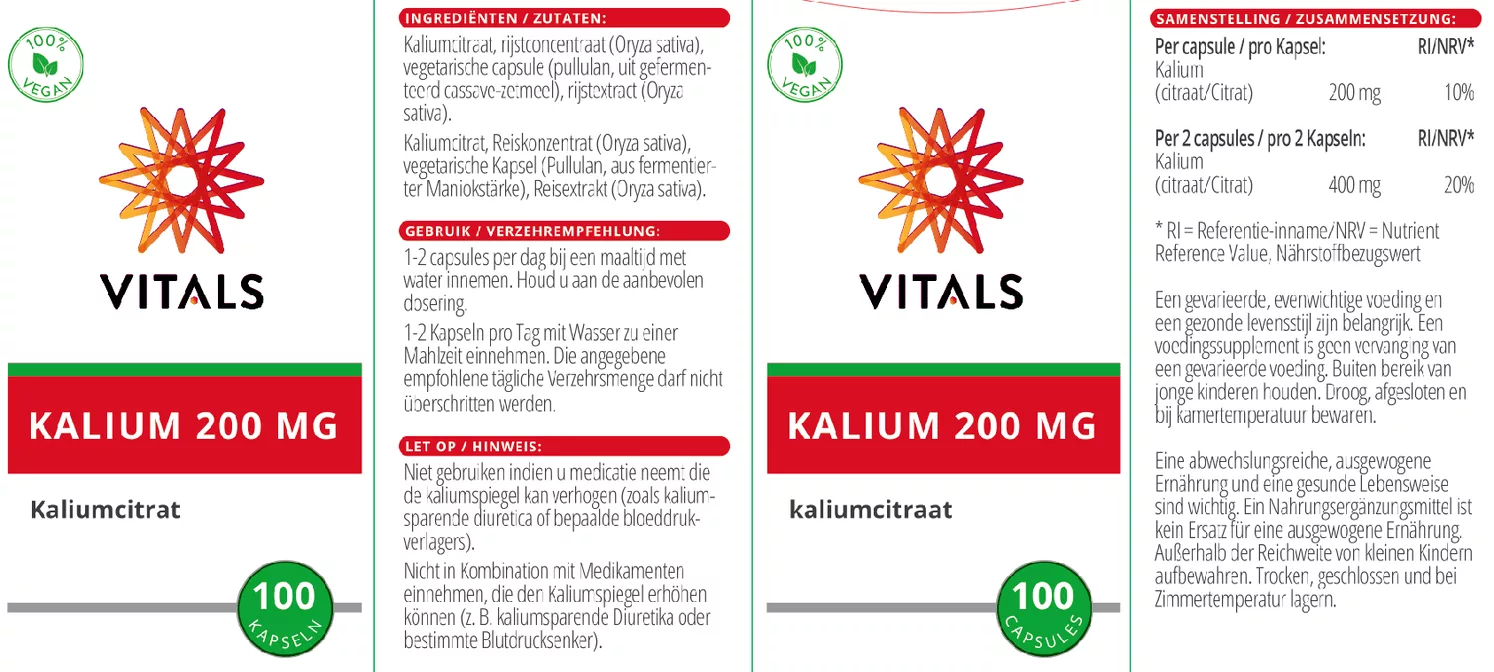 Kalium 200mg Capsules afbeelding van document #1, etiket