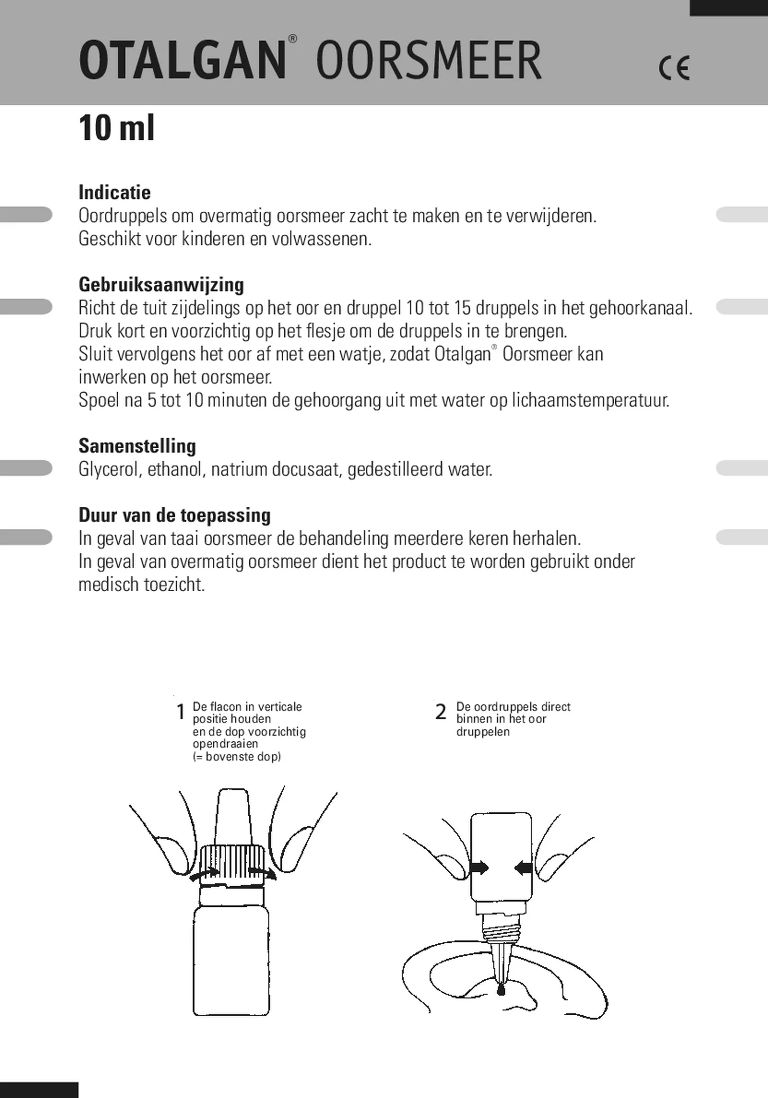 Oorsmeer Druppels afbeelding van document #1, gebruiksaanwijzing