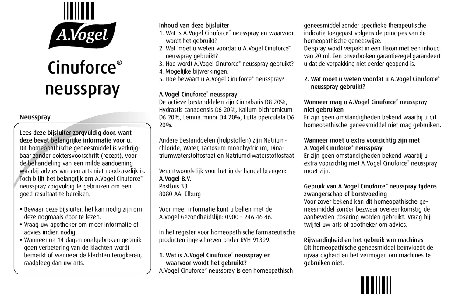 Cinuforce Neusspray afbeelding van document #1, bijsluiter