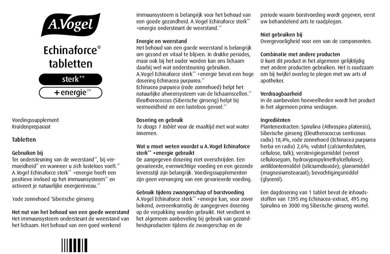 Echinaforce Sterk** + Energie* Tabletten afbeelding van document #1, gebruiksaanwijzing