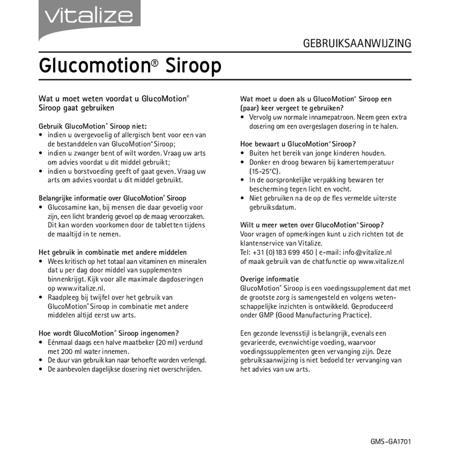 GlucoMotion Siroop afbeelding van document #2, gebruiksaanwijzing