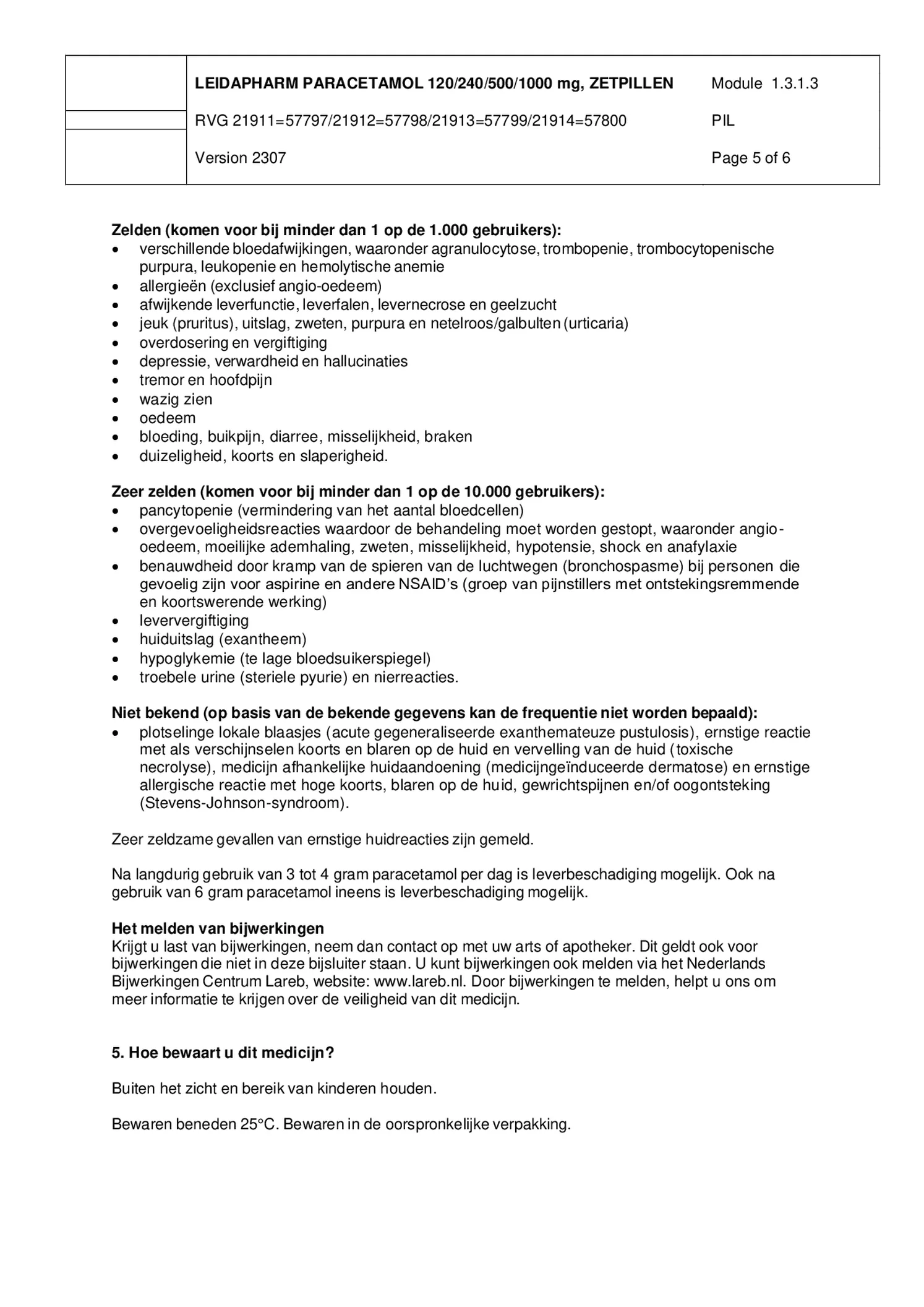 Paracetamol Zetpil 500mg afbeelding van document #5, bijsluiter