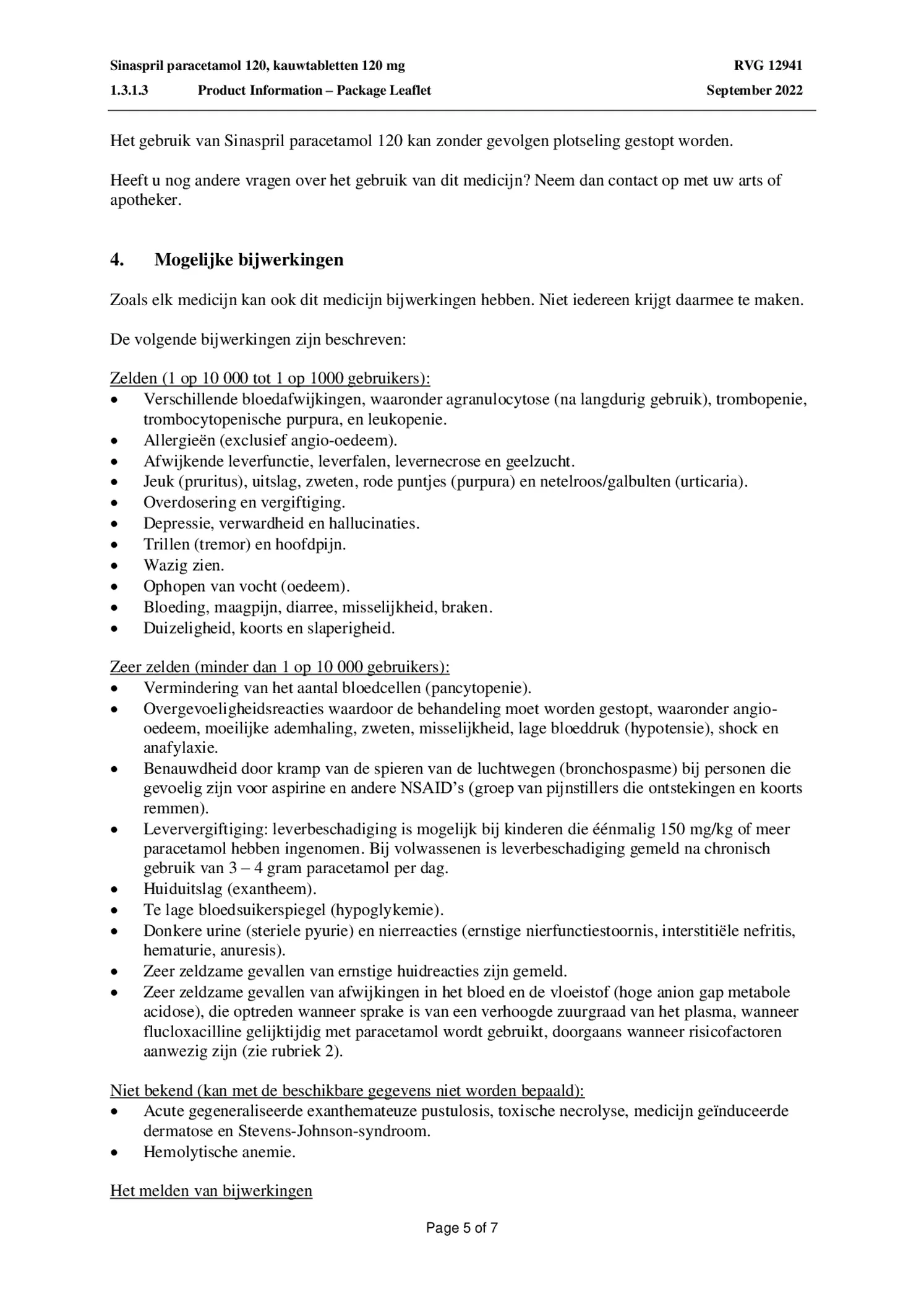 Paracetamol Tabletten 120mg afbeelding van document #5, bijsluiter