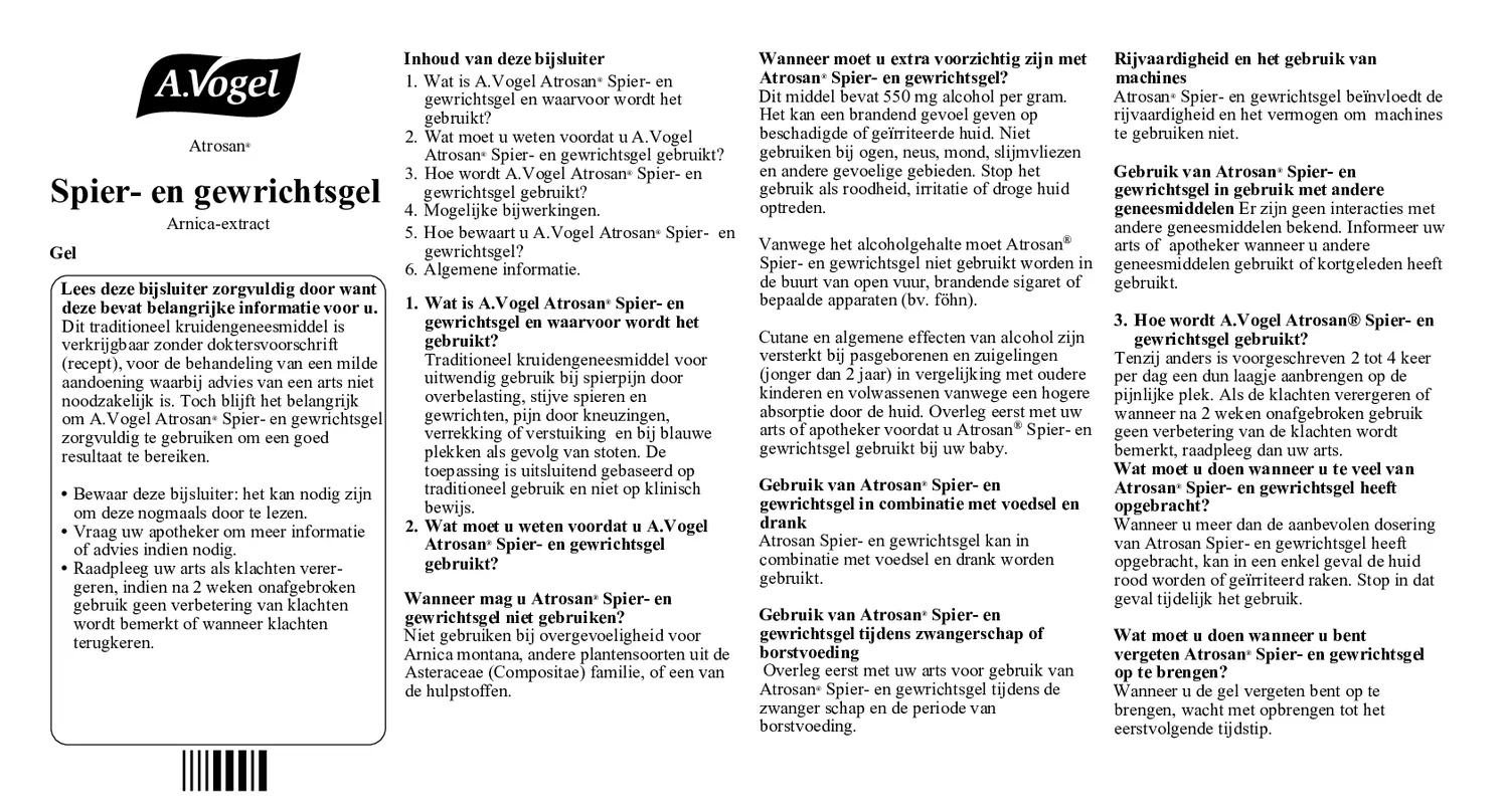 Atrosan Spier- en Gewrichtsgel afbeelding van document #1, bijsluiter