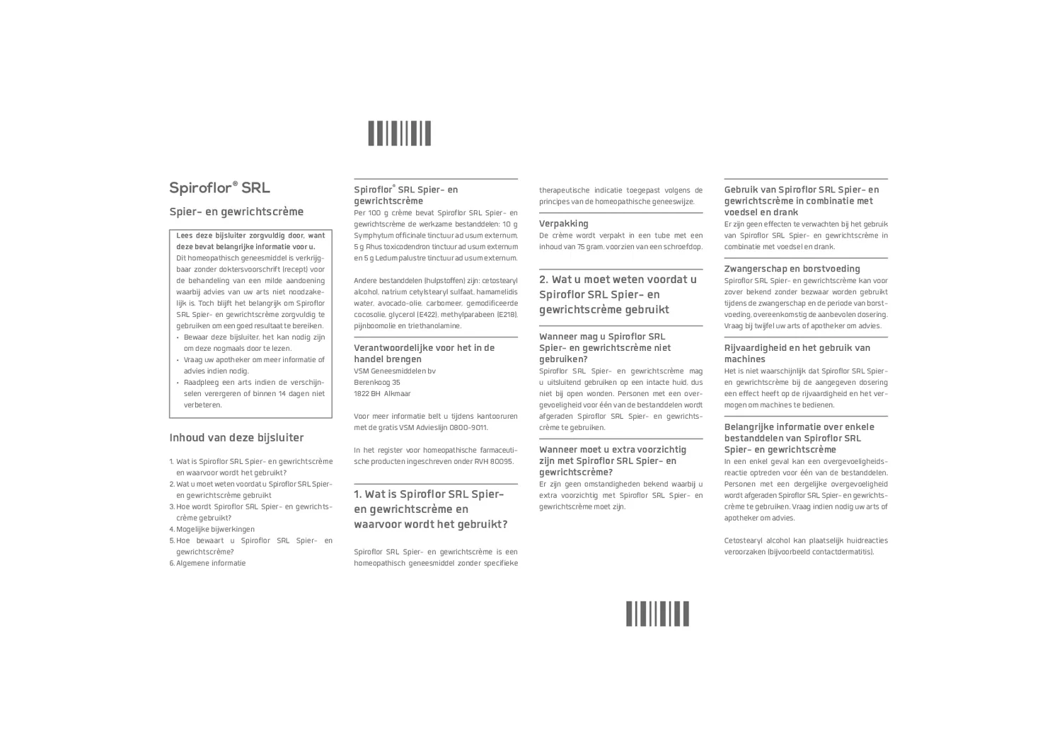 Spiroflor SRL Crème Tube afbeelding van document #1, bijsluiter