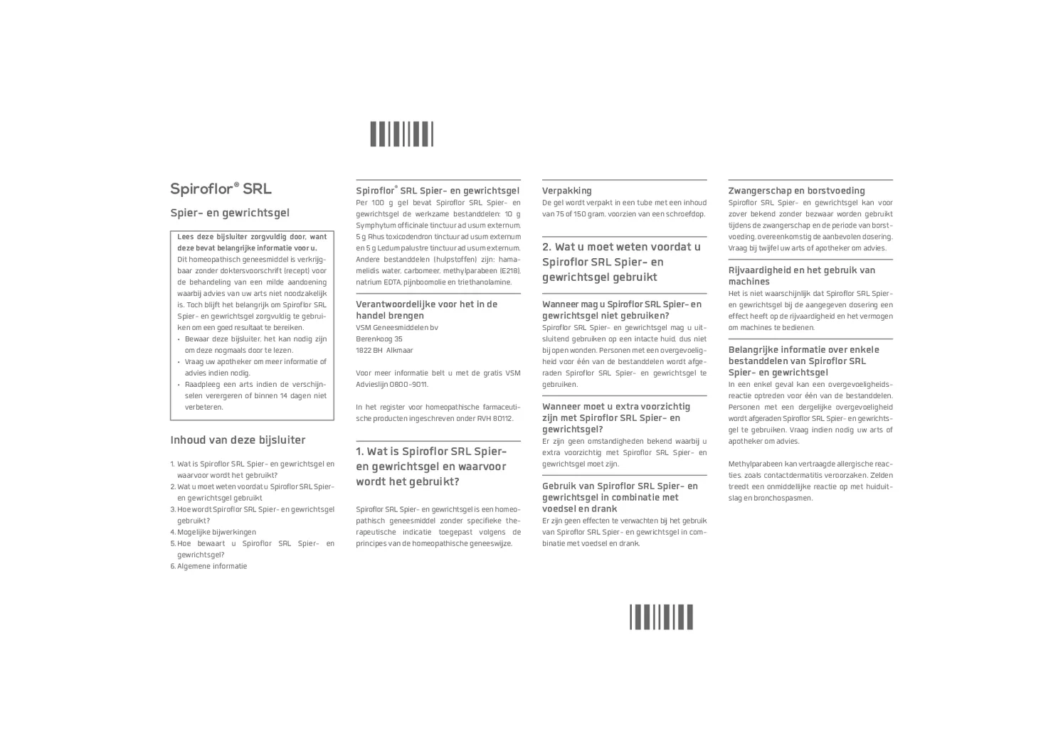 Spiroflor SRL Gel Tube afbeelding van document #1, bijsluiter