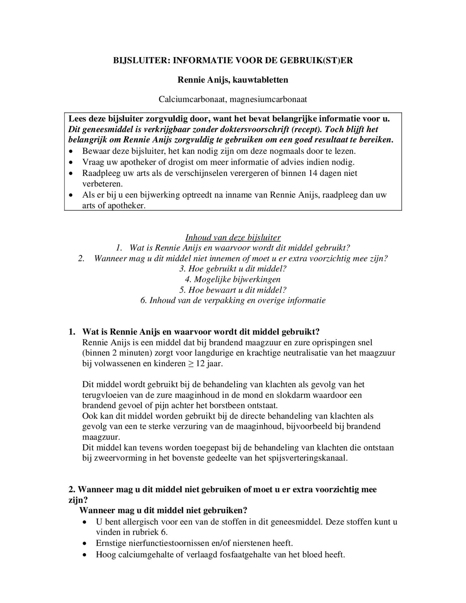 Anijs kauwtabletten bij brandend maagzuur afbeelding van document #1, bijsluiter