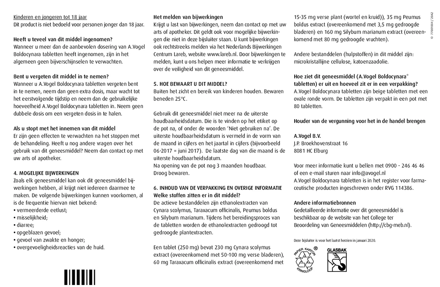 Boldocynara Tabletten afbeelding van document #2, bijsluiter