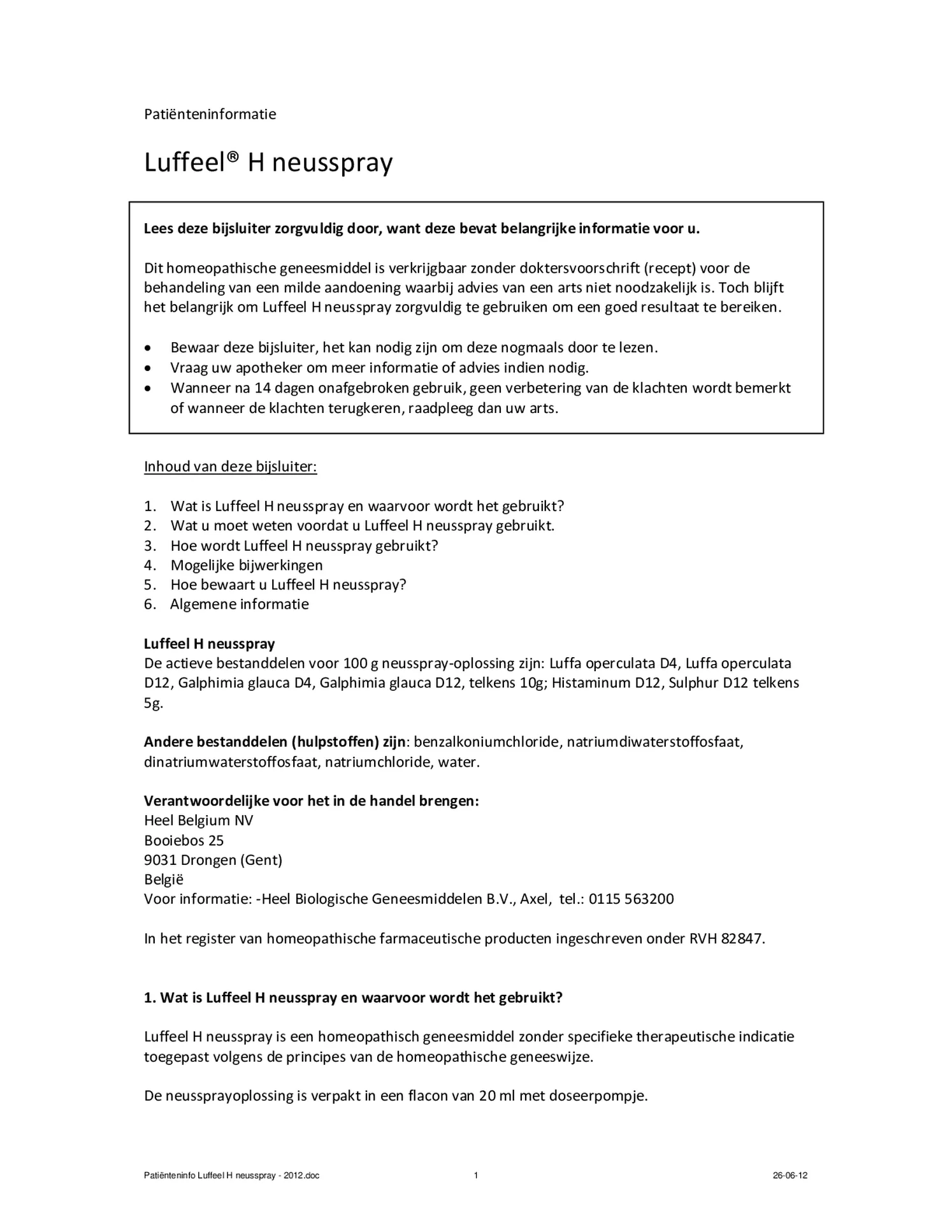 Luffeel H Neusspray afbeelding van document #1, bijsluiter