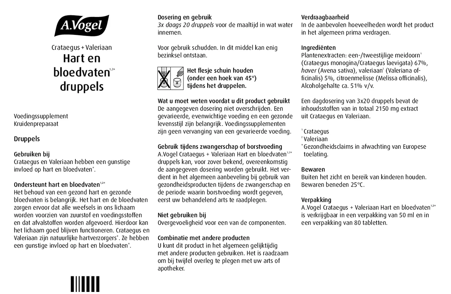 Crataegus + Valeriaan Hart en Bloedvaten Druppels afbeelding van document #1, bijsluiter