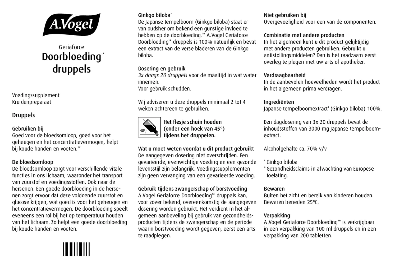 Geriaforce Doorbloeding* druppels afbeelding van document #1, gebruiksaanwijzing