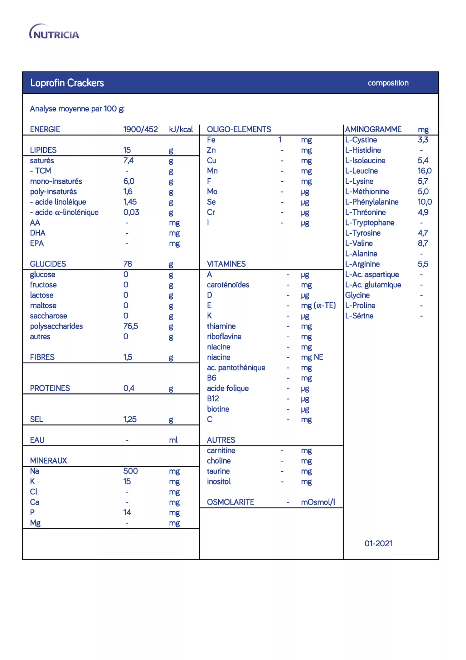 Loprofin Eiwitbeperkte Crackers afbeelding van document #1, informatiefolder