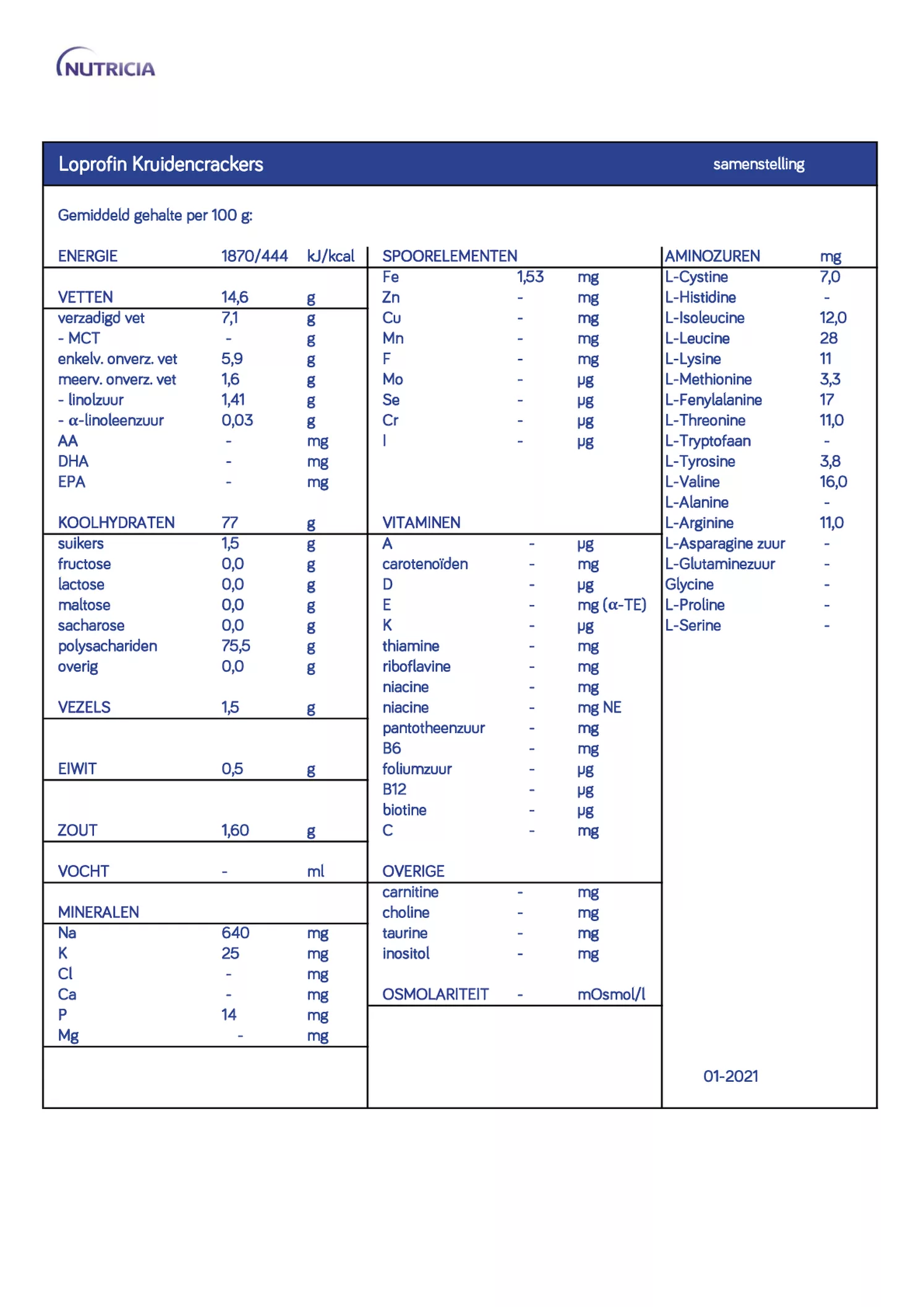 Loprofin Eiwitbeperkte Kruidencrackers afbeelding van document #1, informatiefolder