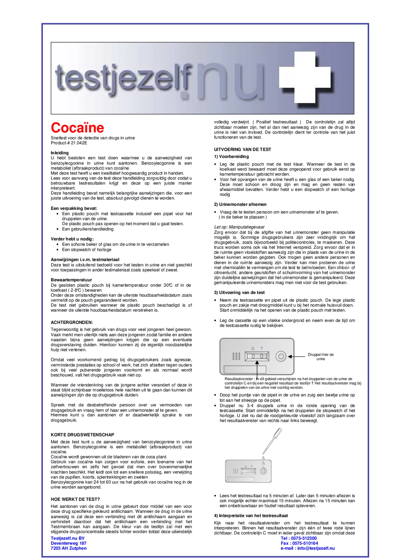 Drugstest Cocaine afbeelding van document #1, gebruiksaanwijzing