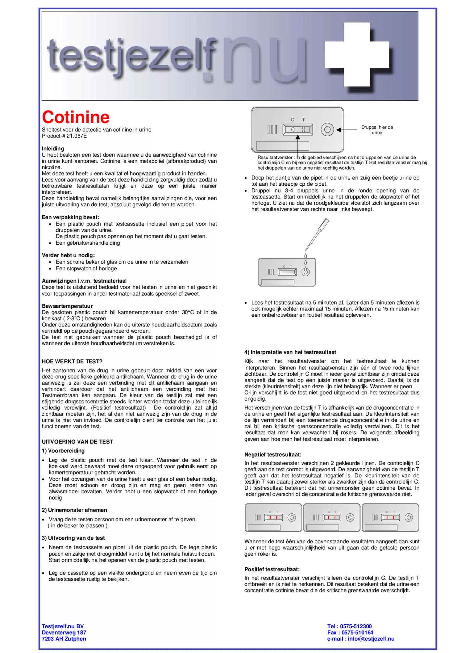 Drugstest Cotinine (Nicotine) afbeelding van document #1, gebruiksaanwijzing