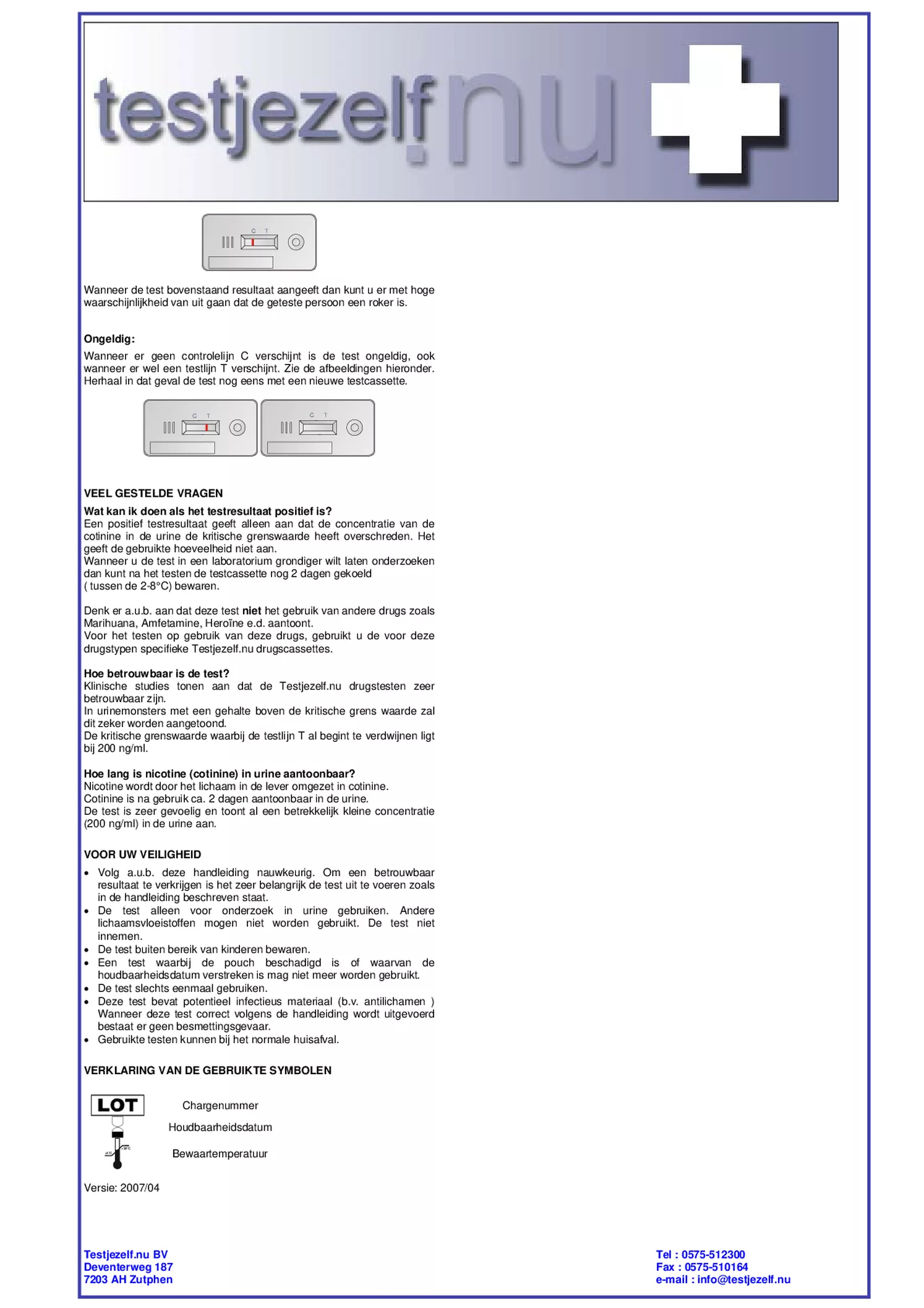 Drugstest Cotinine (Nicotine) afbeelding van document #2, gebruiksaanwijzing