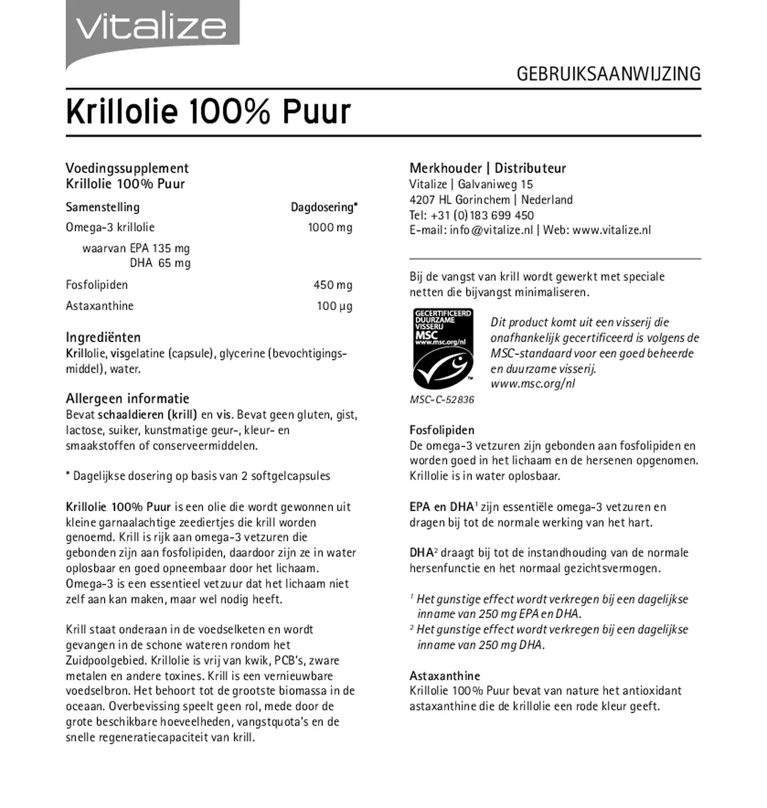 Krillolie 100% Puur Capsules afbeelding van document #1, gebruiksaanwijzing