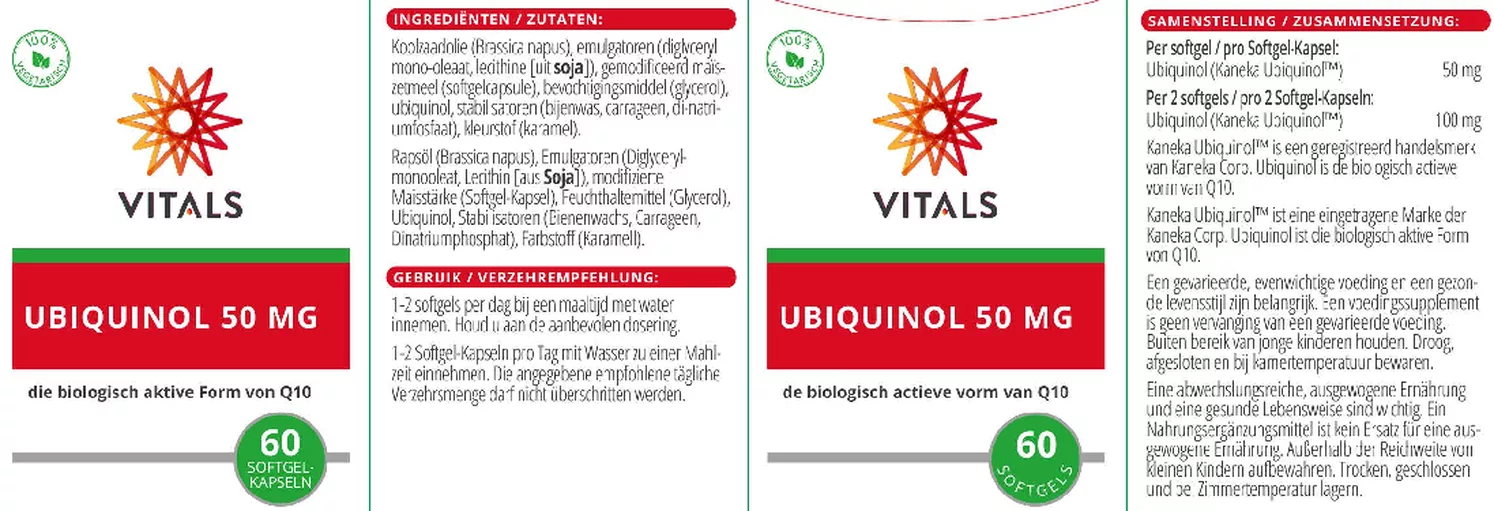 Ubiquinol 50mg Softgels afbeelding van document #1, etiket