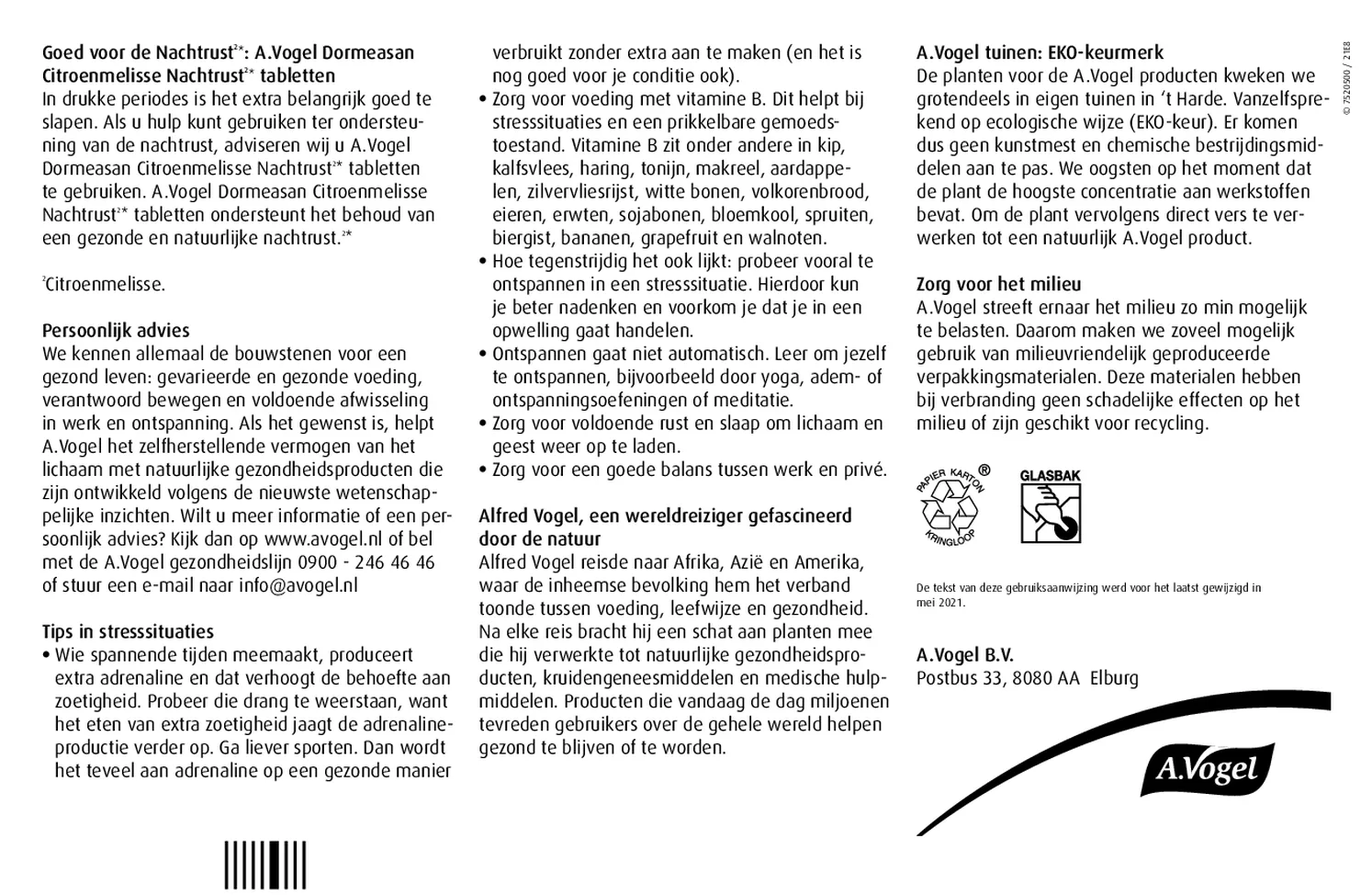 Passiflora Rustgevende* Tabletten afbeelding van document #2, gebruiksaanwijzing