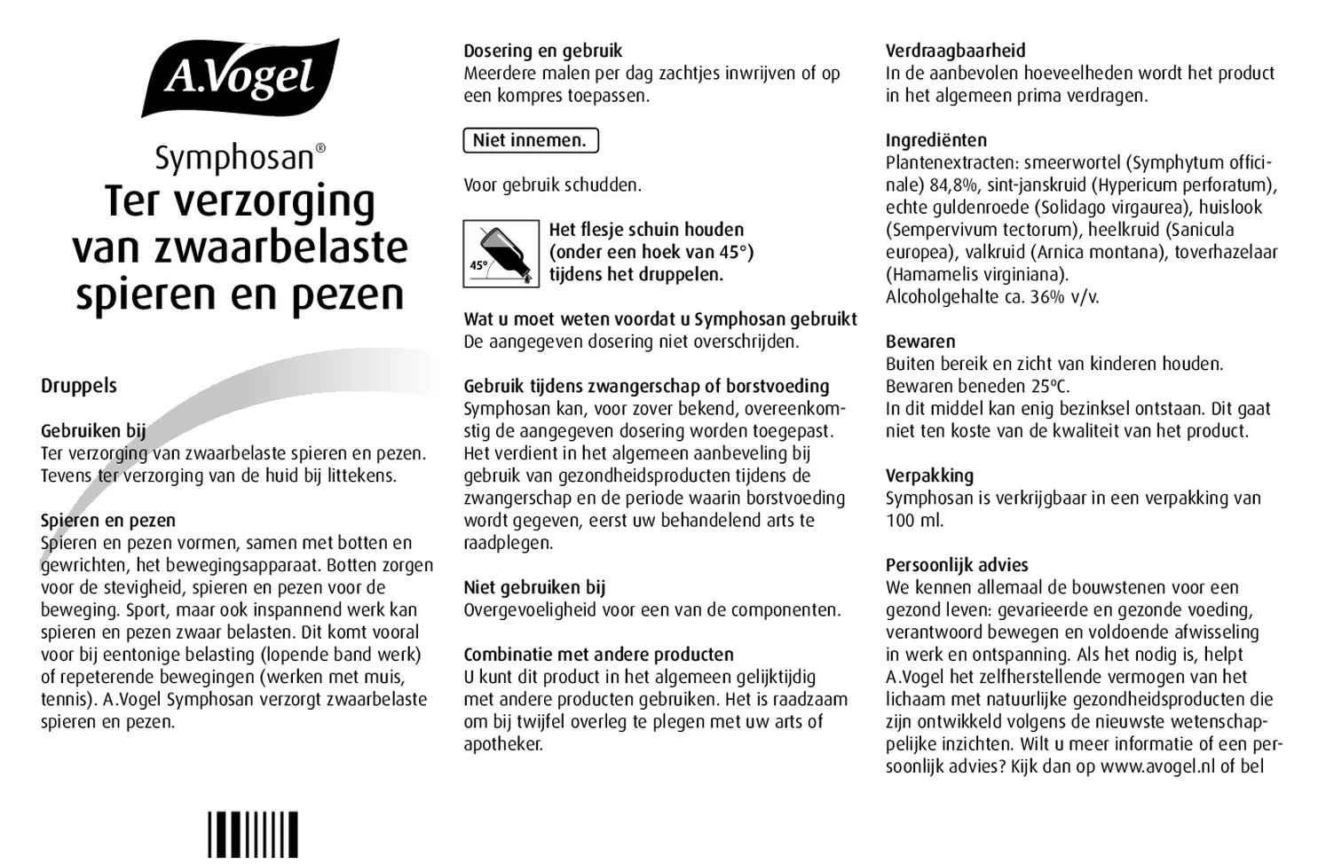 Symphosan® Spieren en Pezen Druppels afbeelding van document #1, gebruiksaanwijzing