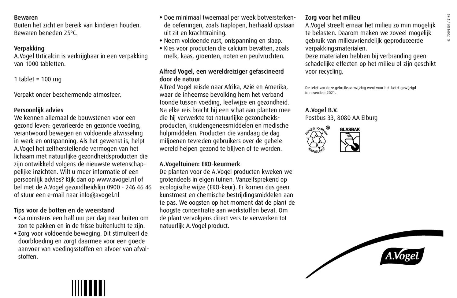 Urticalcin Tabletten afbeelding van document #2, gebruiksaanwijzing