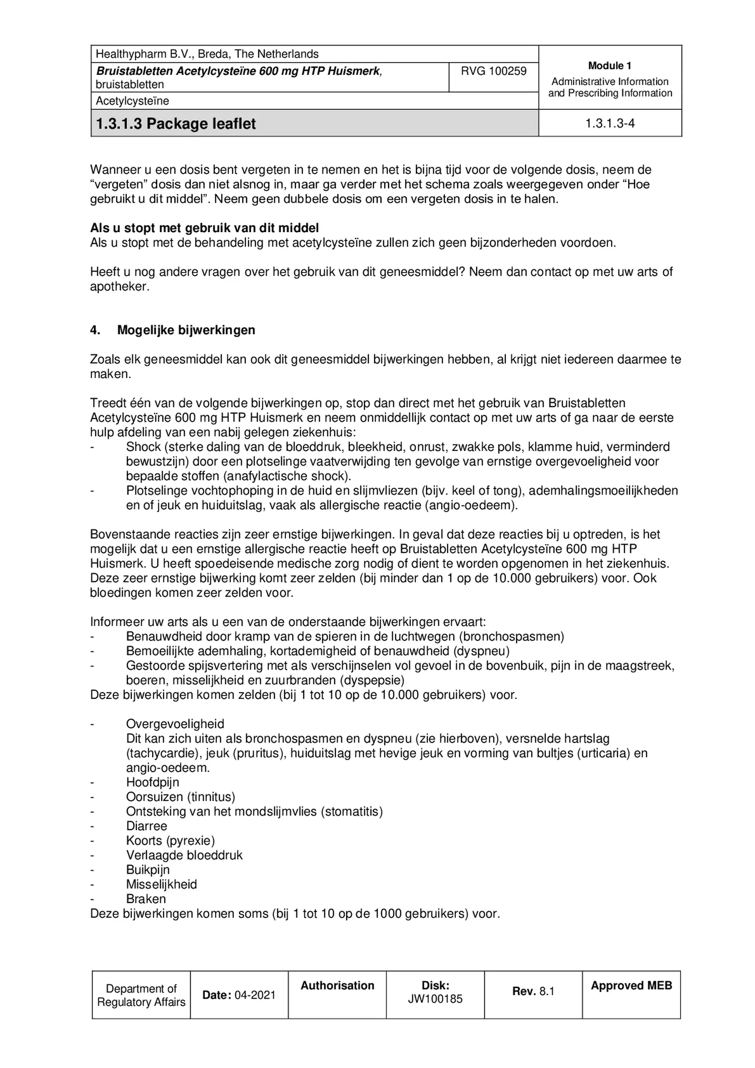 Acetylcysteine Bruistabletten 600mg afbeelding van document #4, bijsluiter