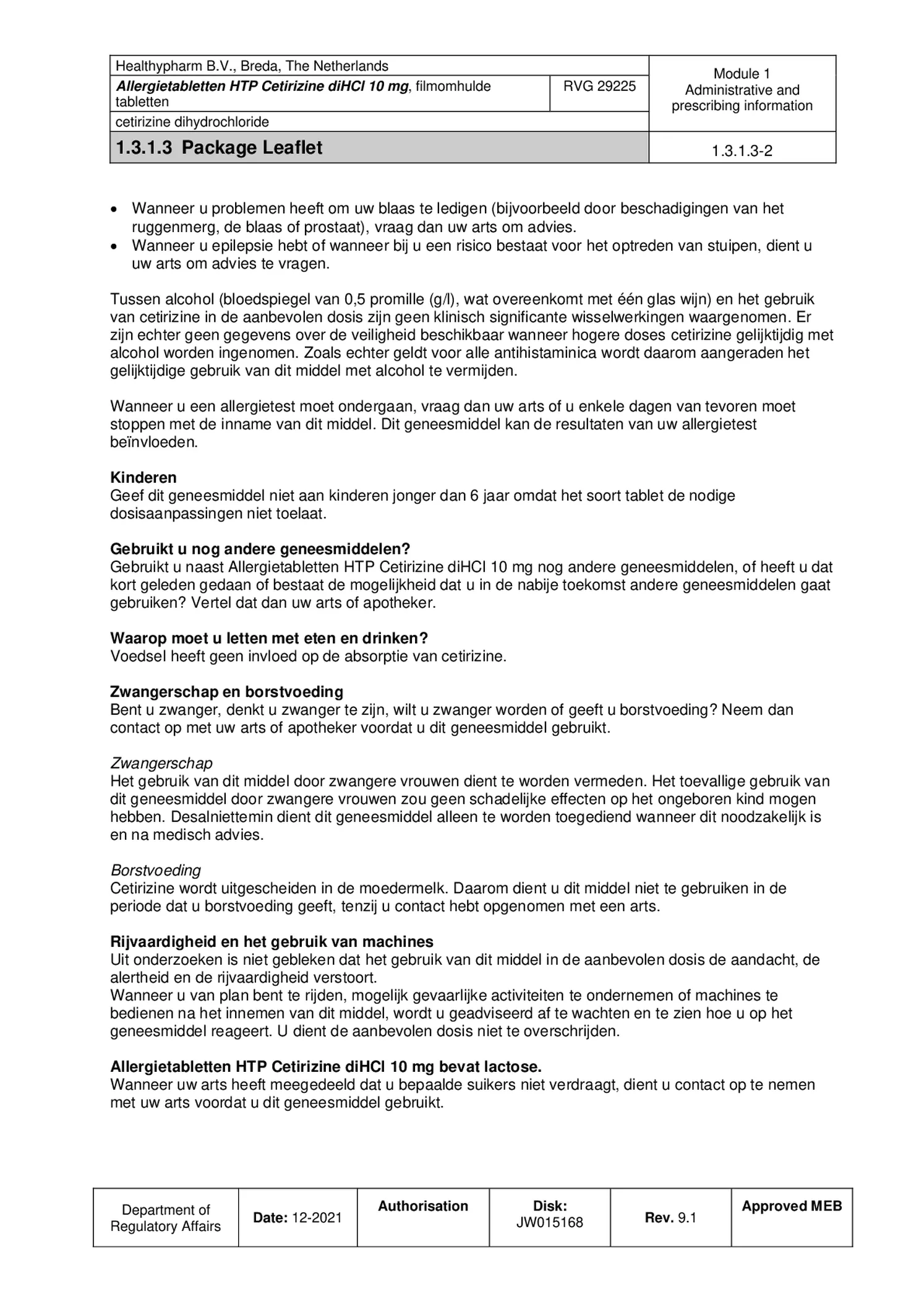 Cetirizine Tabletten afbeelding van document #2, bijsluiter