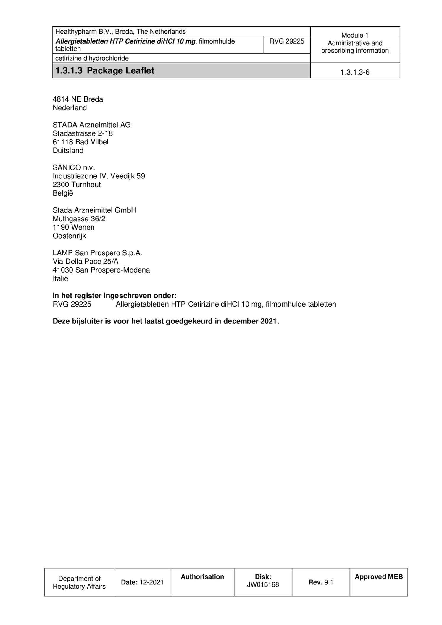 Cetirizine Tabletten afbeelding van document #6, bijsluiter