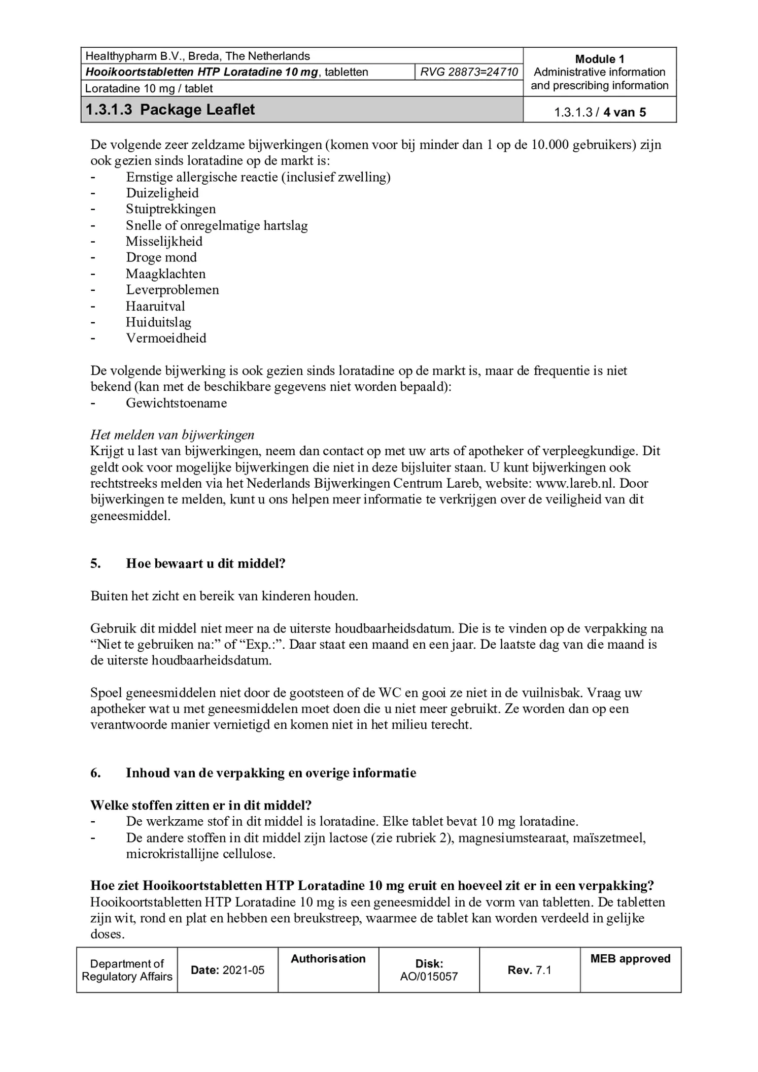 Hooikoorts Loratadine Tabletten afbeelding van document #4, bijsluiter