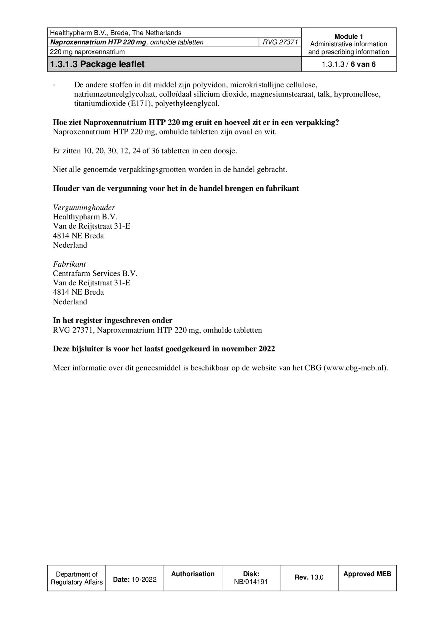 Naproxennatrium 220mg Tabletten afbeelding van document #6, bijsluiter