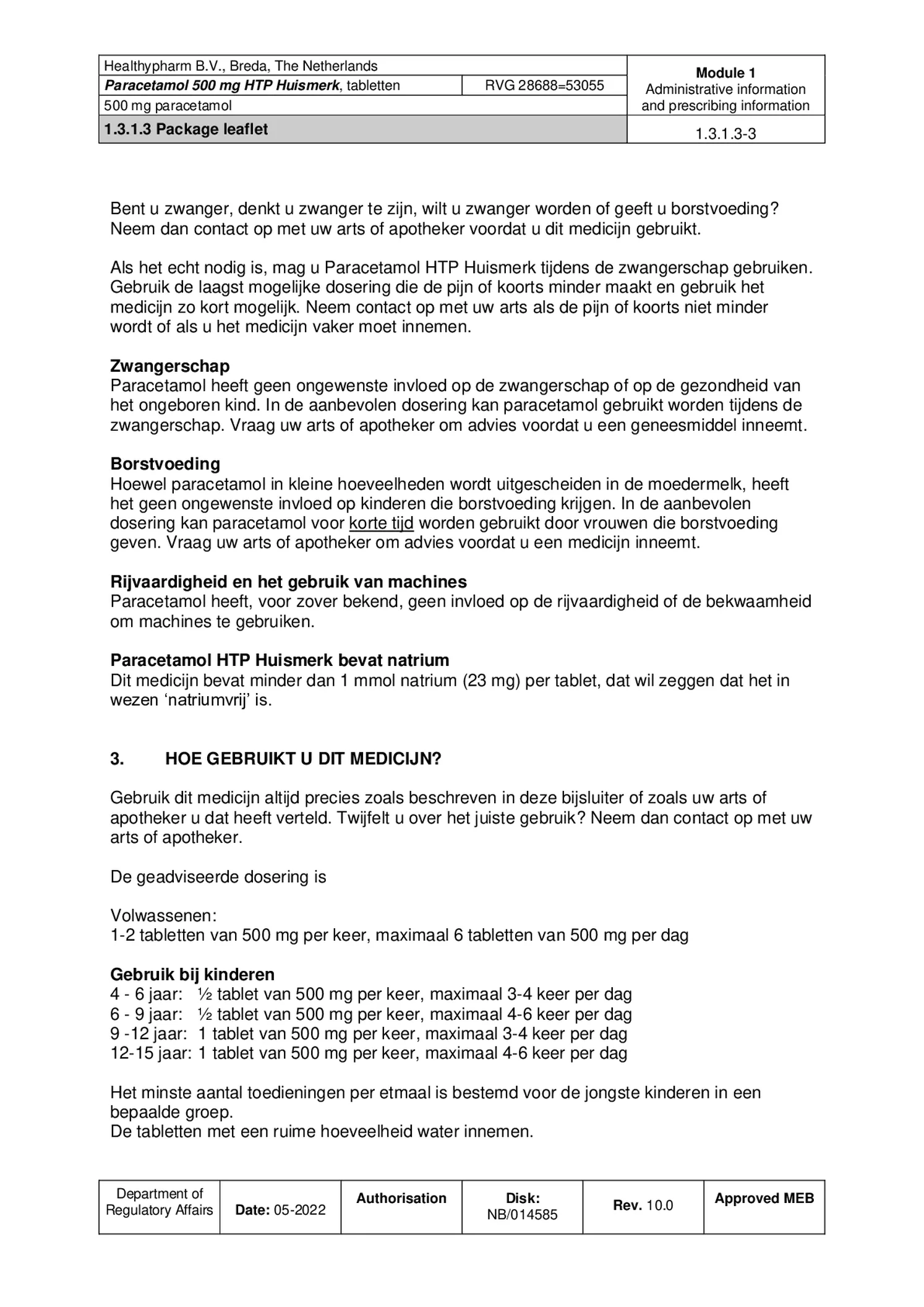 Paracetamol 500mg Tabletten afbeelding van document #3, bijsluiter