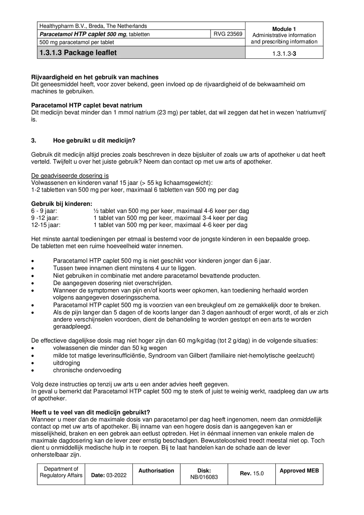 Paracetamol 500mg Caplet afbeelding van document #3, bijsluiter