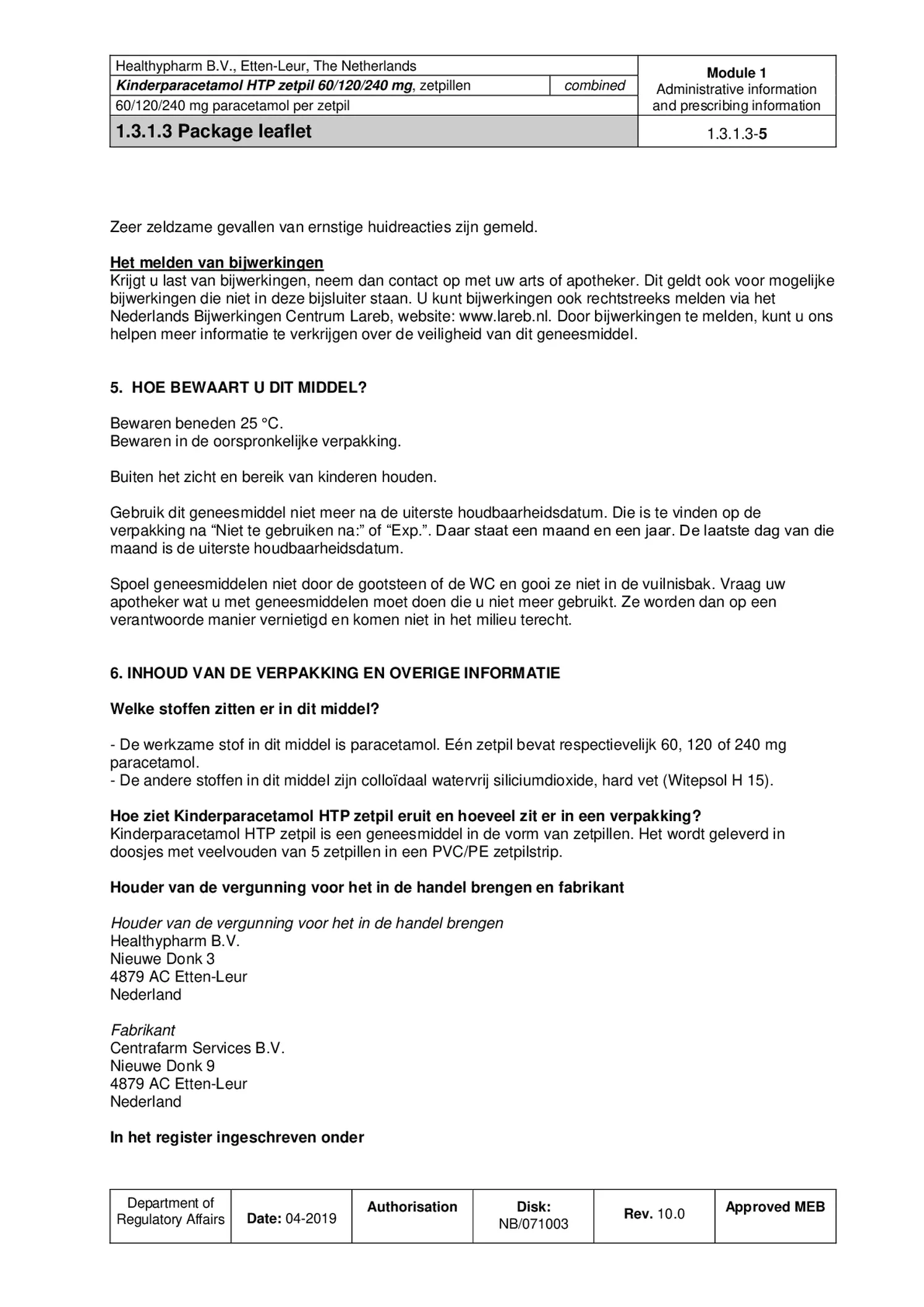 Kinderparacetamol Zetpil 60mg afbeelding van document #5, bijsluiter