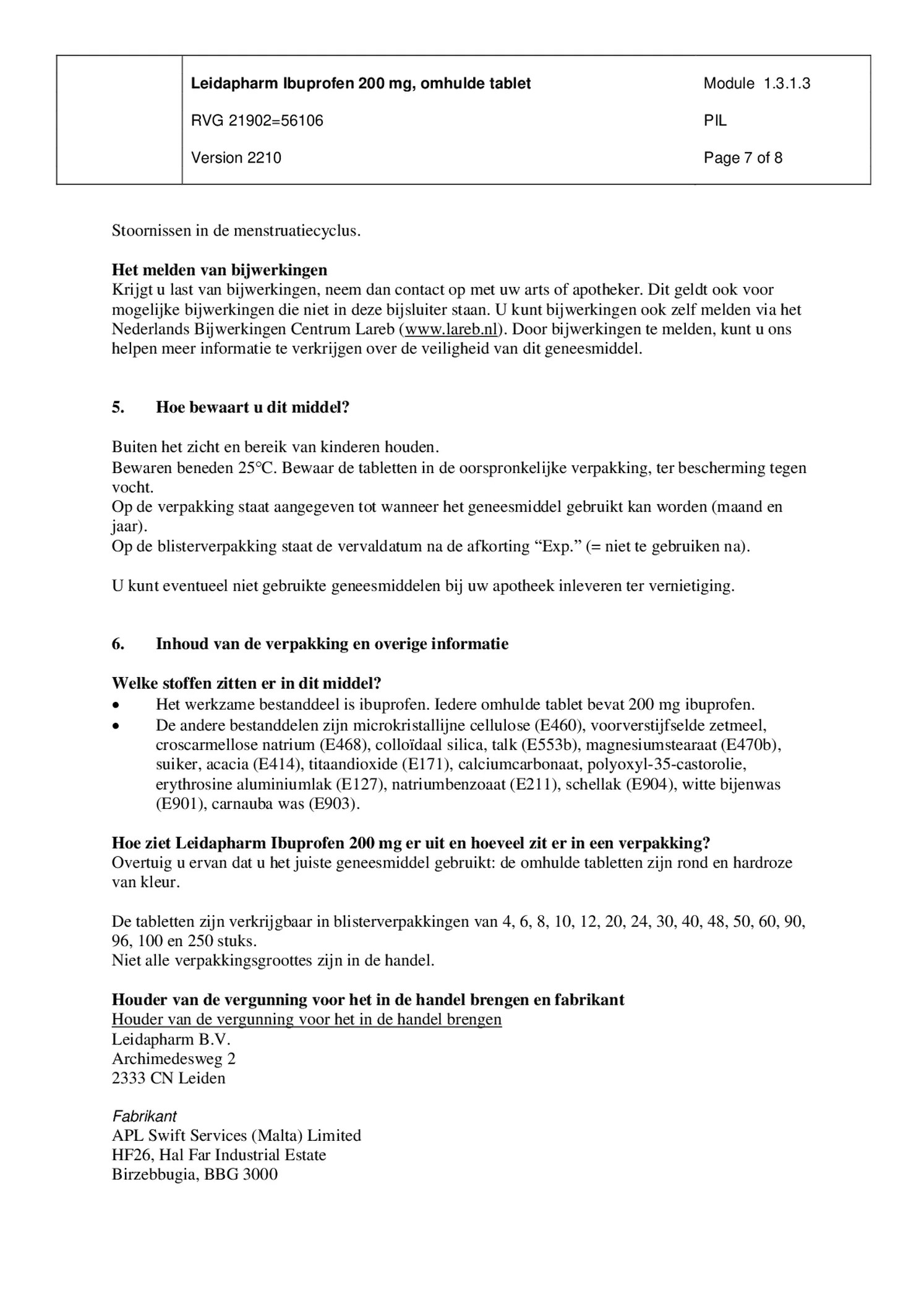 Ibuprofen 200mg Tabletten afbeelding van document #7, bijsluiter