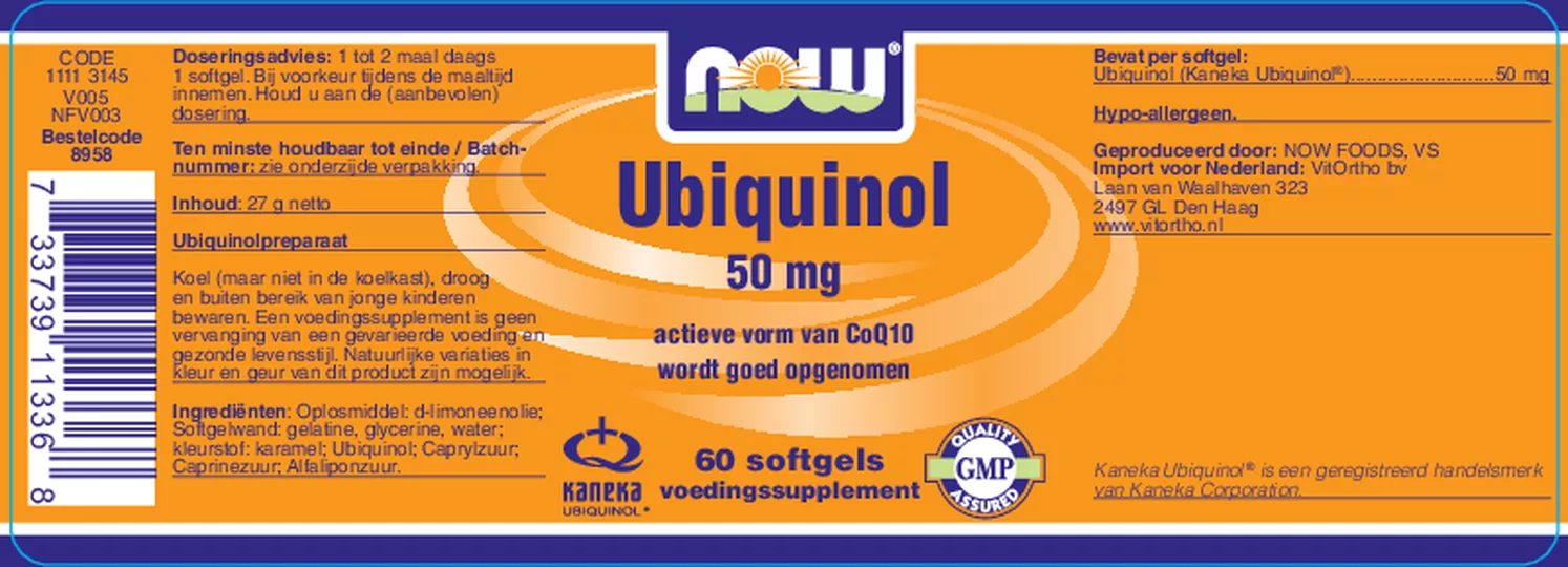 Ubiquinol 50mg Capsules afbeelding van document #1, etiket