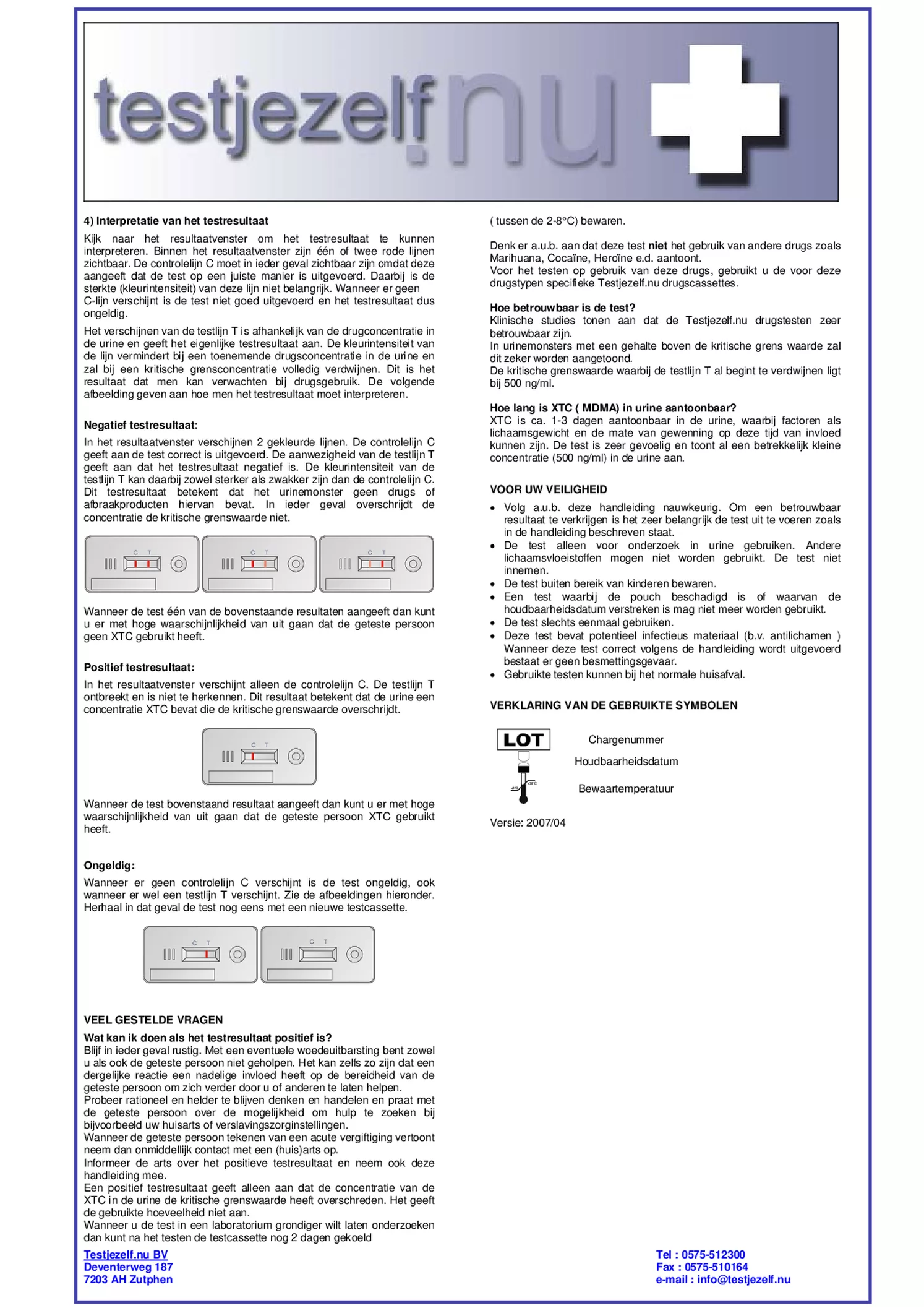 Drugstest MDMA XTC afbeelding van document #2, gebruiksaanwijzing