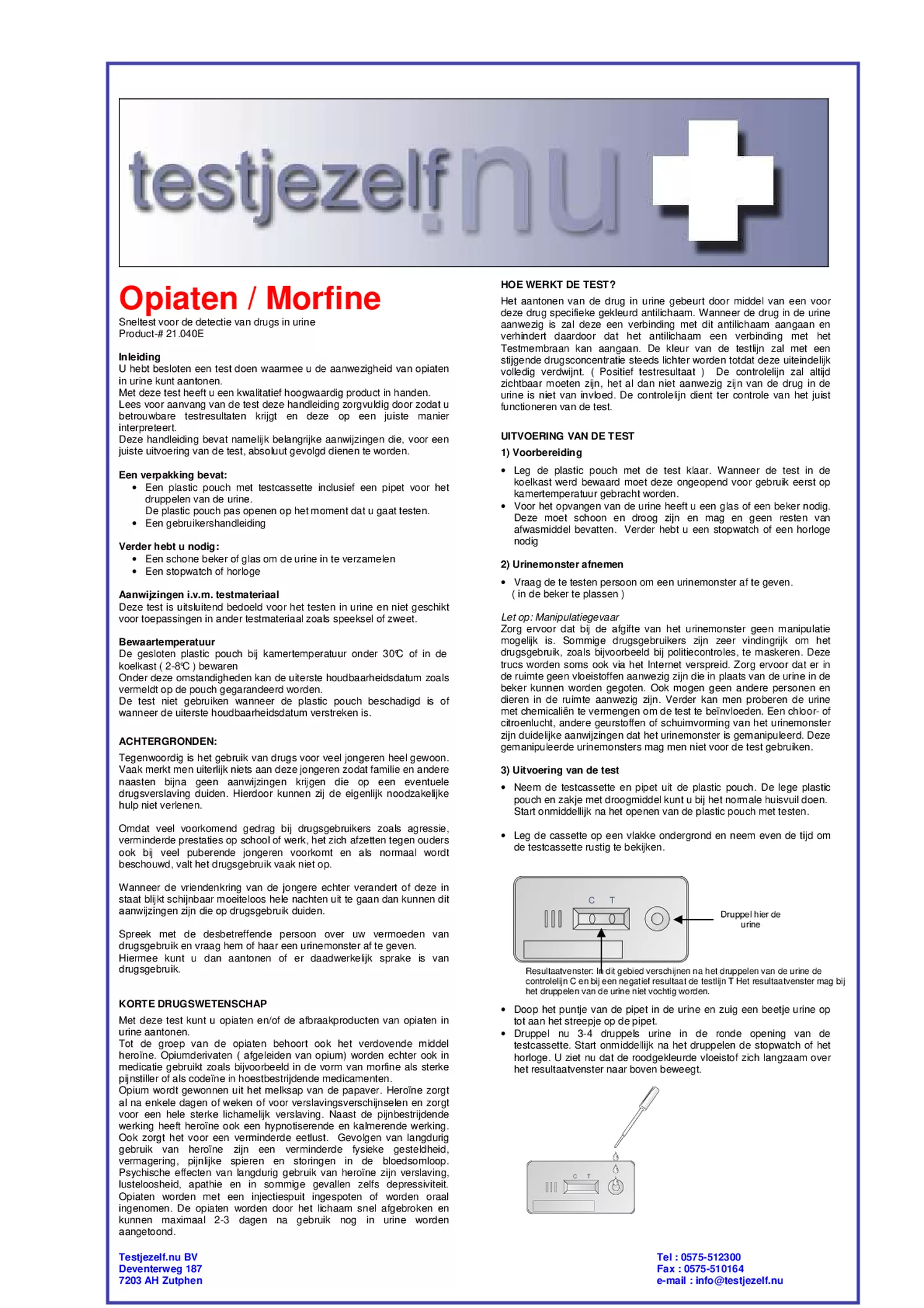Drugstest Morfine Heroine afbeelding van document #1, gebruiksaanwijzing