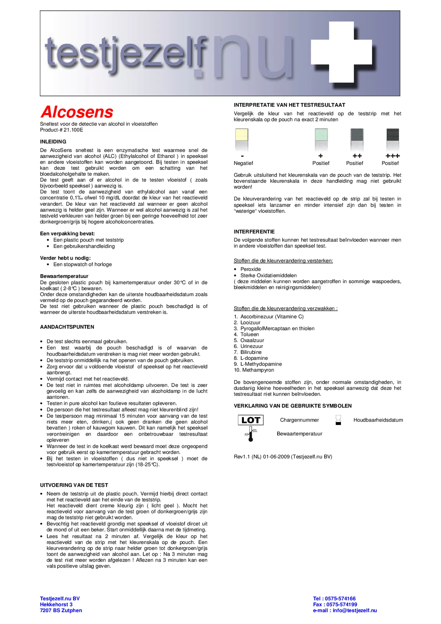 Alcohol Speekseltest afbeelding van document #1, gebruiksaanwijzing