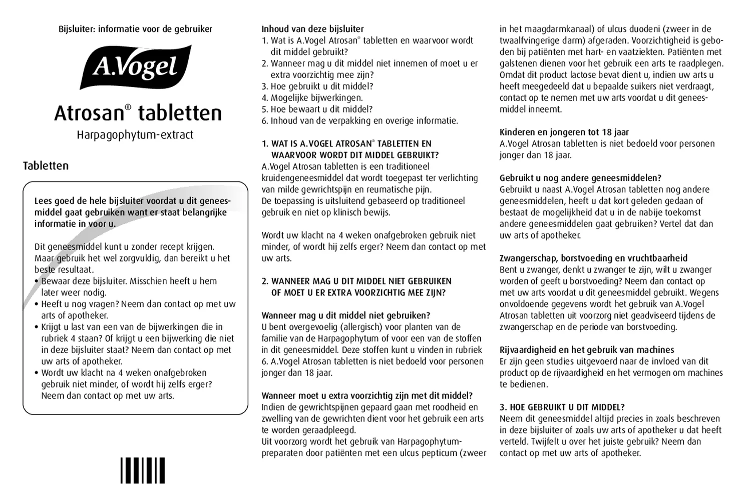 Atrosan Tabletten afbeelding van document #1, bijsluiter