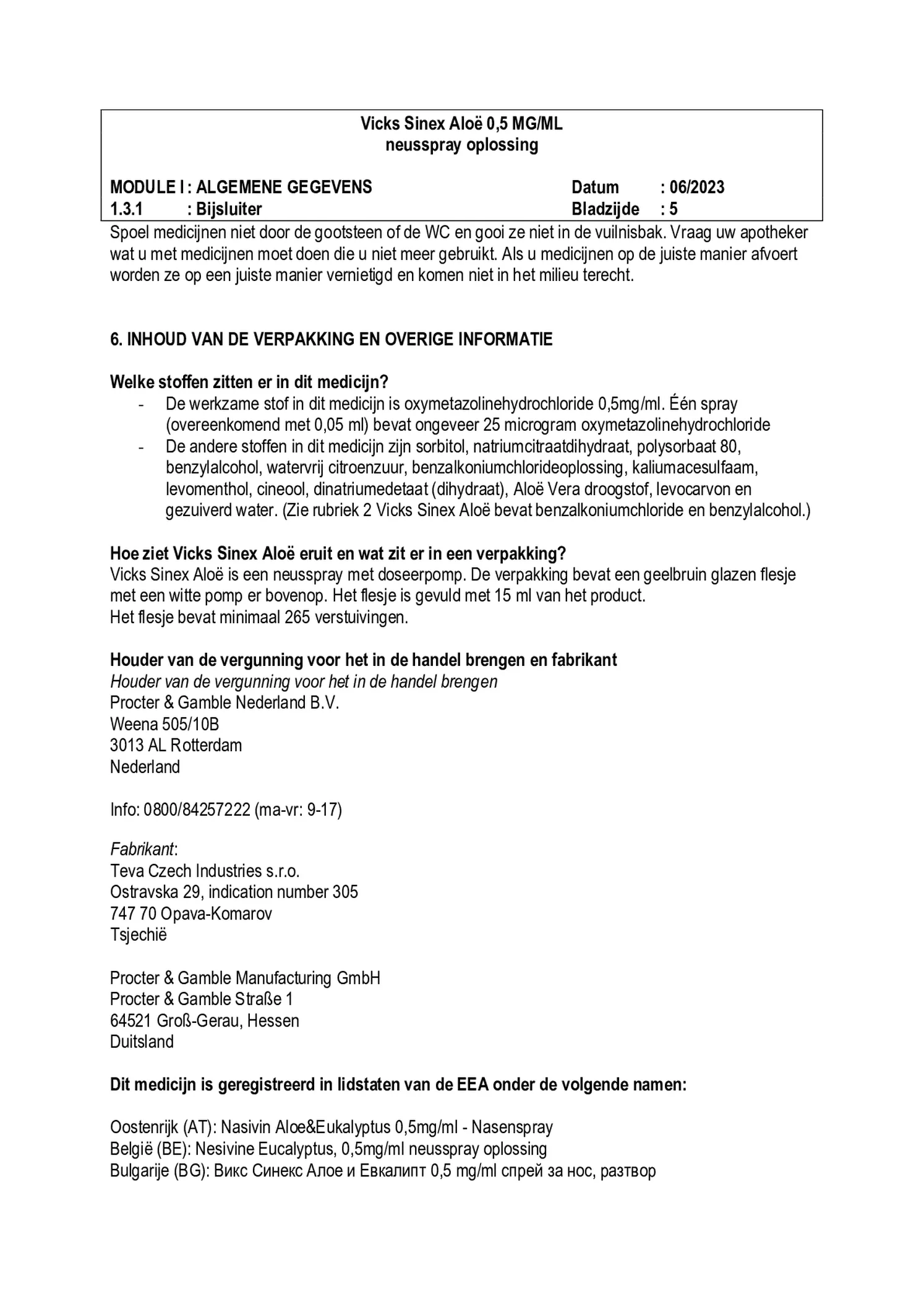 Sinex Aloe Neusspray afbeelding van document #5, bijsluiter