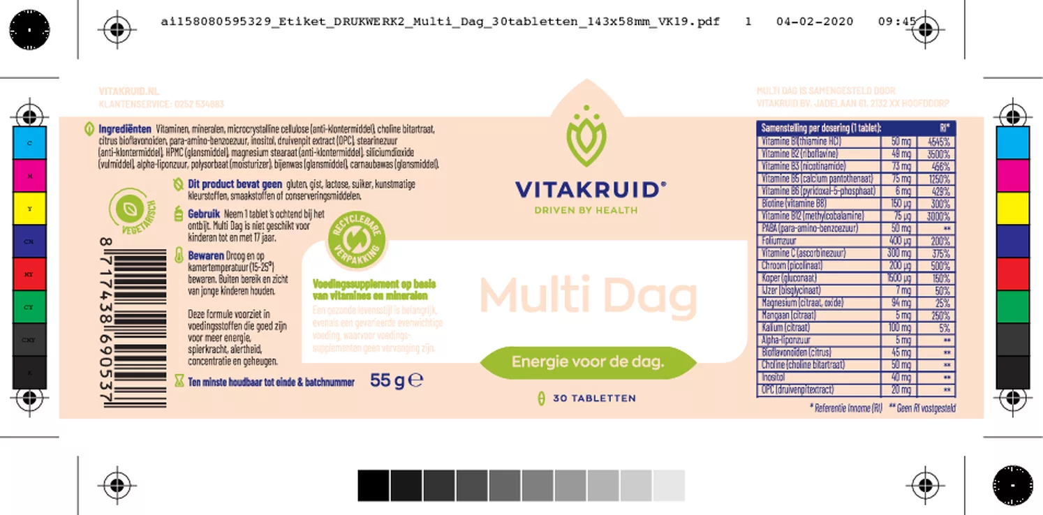 Multi Dag & Nacht 2 x 30 tabletten afbeelding van document #1, etiket