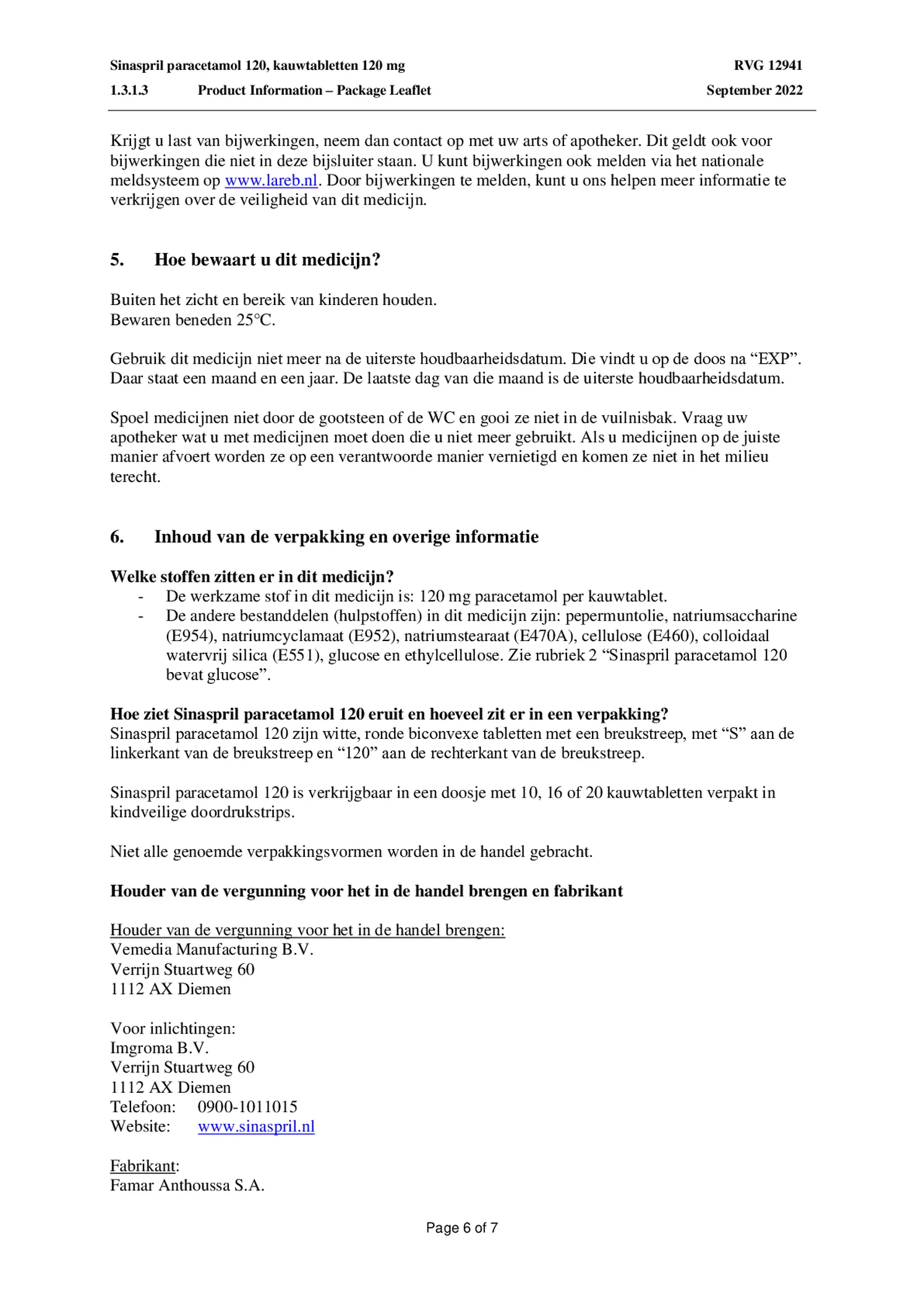 Paracetamol Tabletten 120mg afbeelding van document #6, bijsluiter