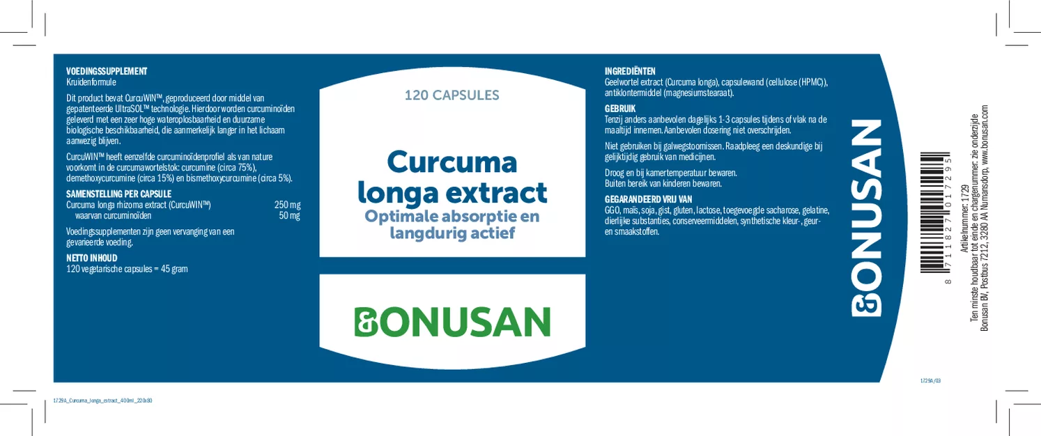 Curcuma Longa Extract Capsules afbeelding van document #1, etiket