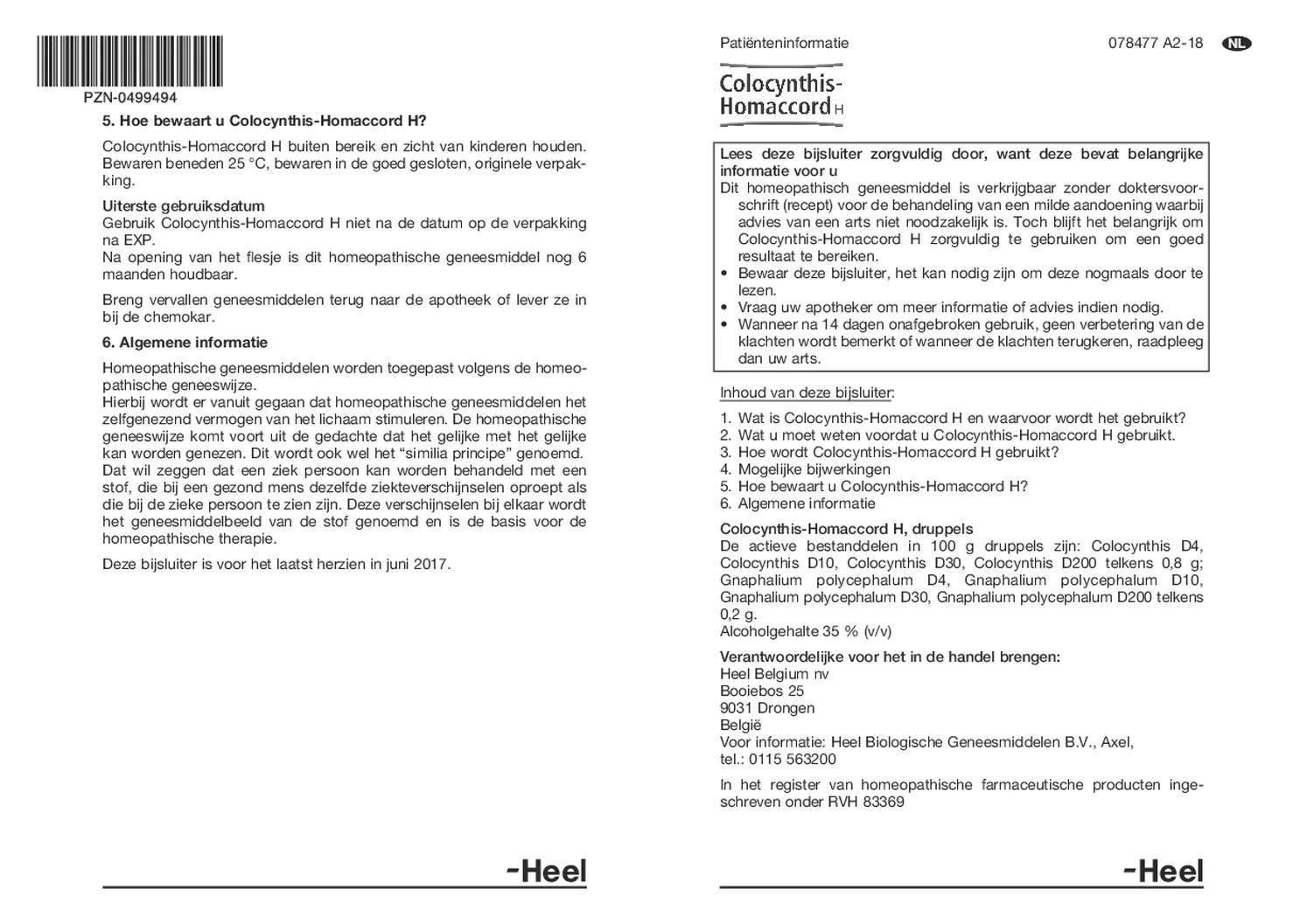 Colocynthis Homaccord afbeelding van document #1, bijsluiter